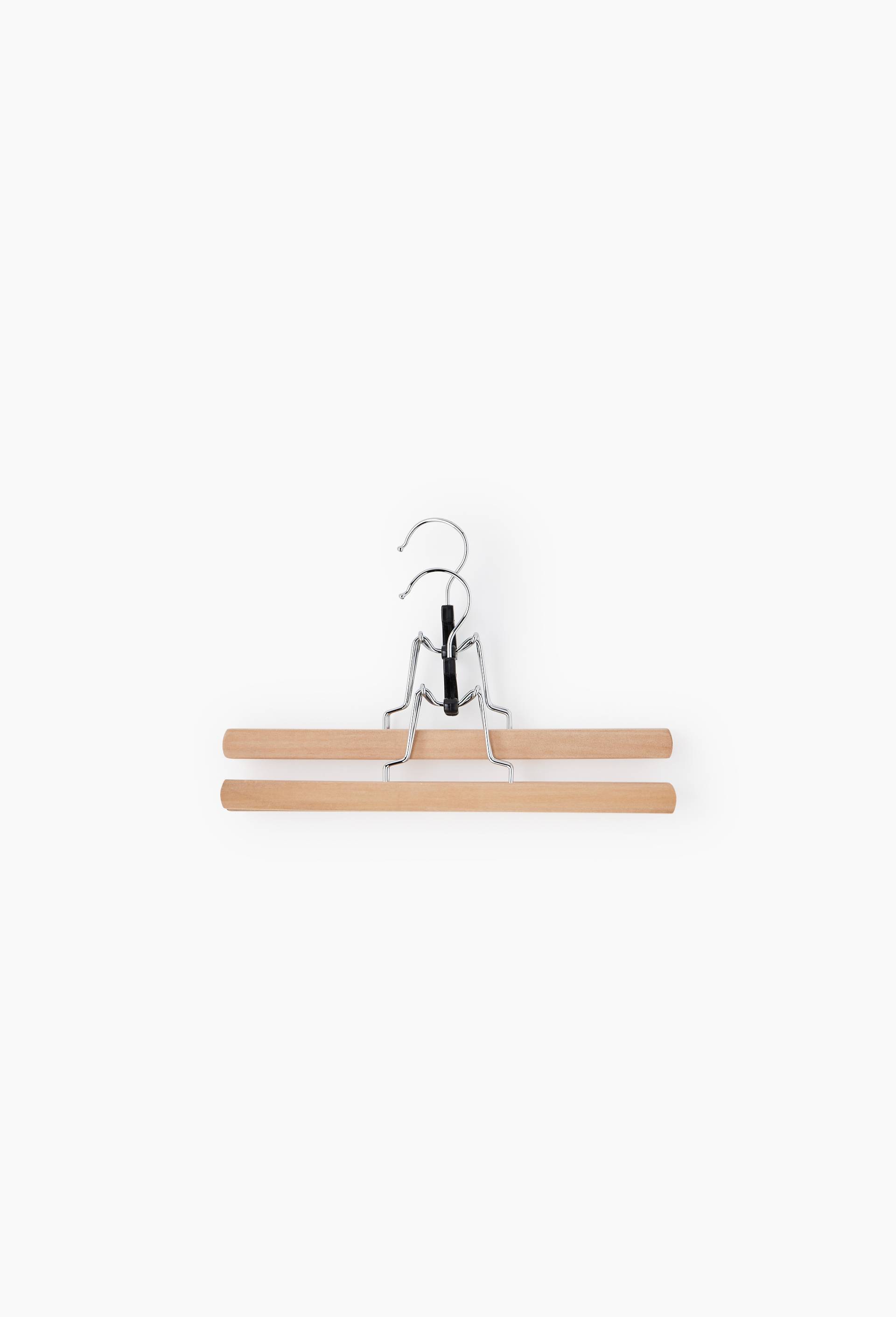 Lot de 2 cintres pince en bois, Beige clair, large image number 0