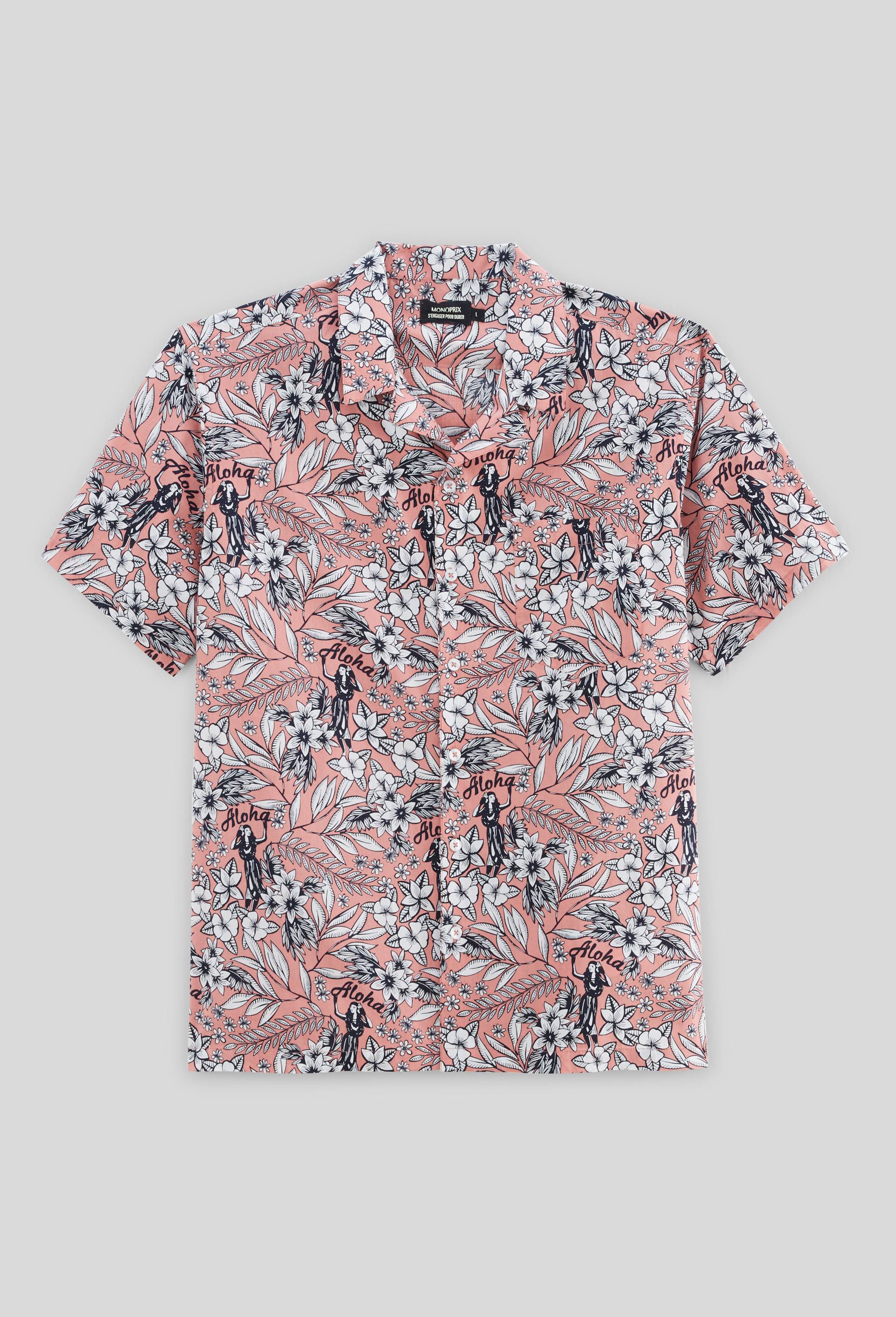 Chemise manches courtes imprim&eacute; en coton BIO GOTS, Rose, large image number 4