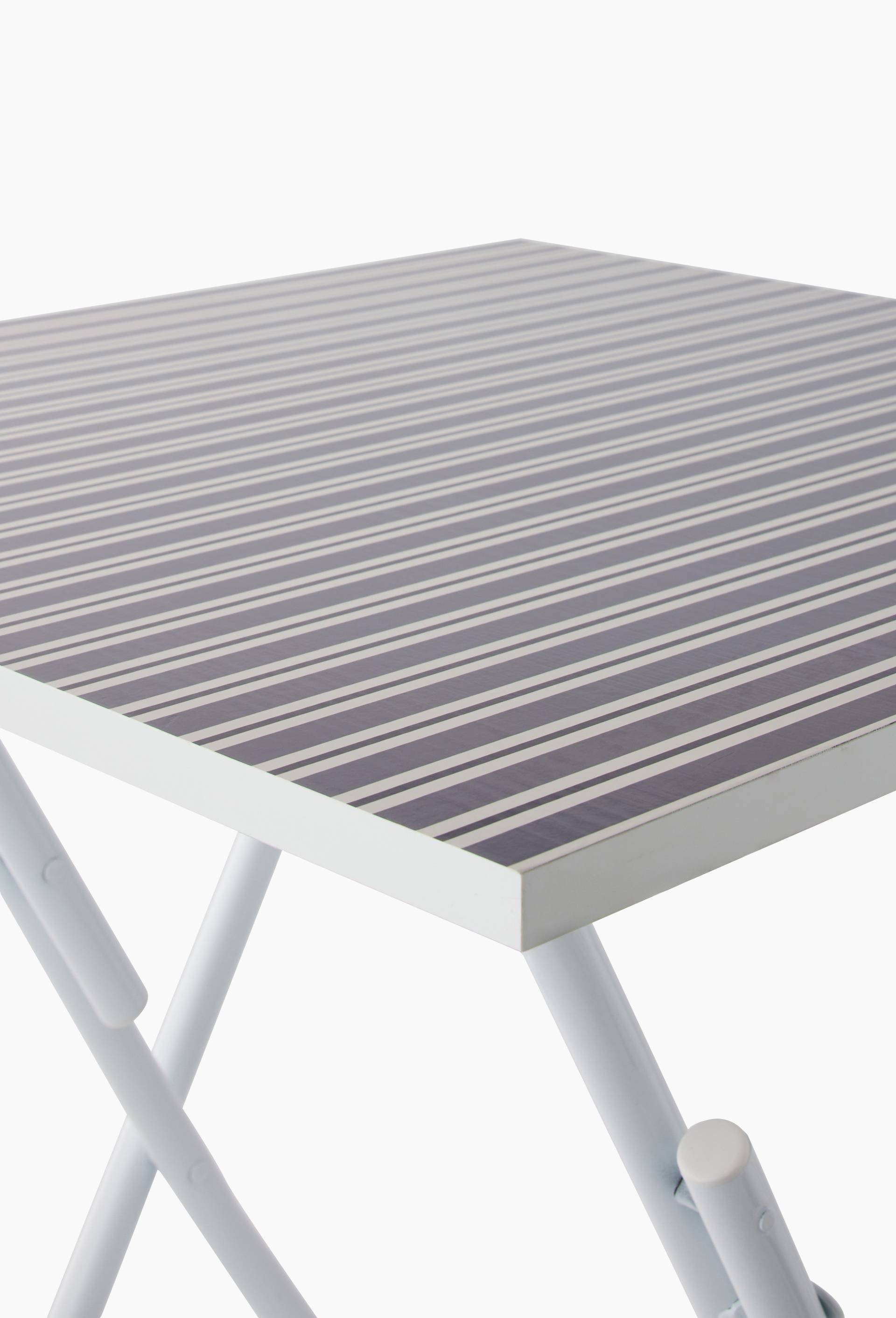 Table pliante imprim&eacute;e, 60x75cm, en m&eacute;tal et MDF, Ecru, large image number 1