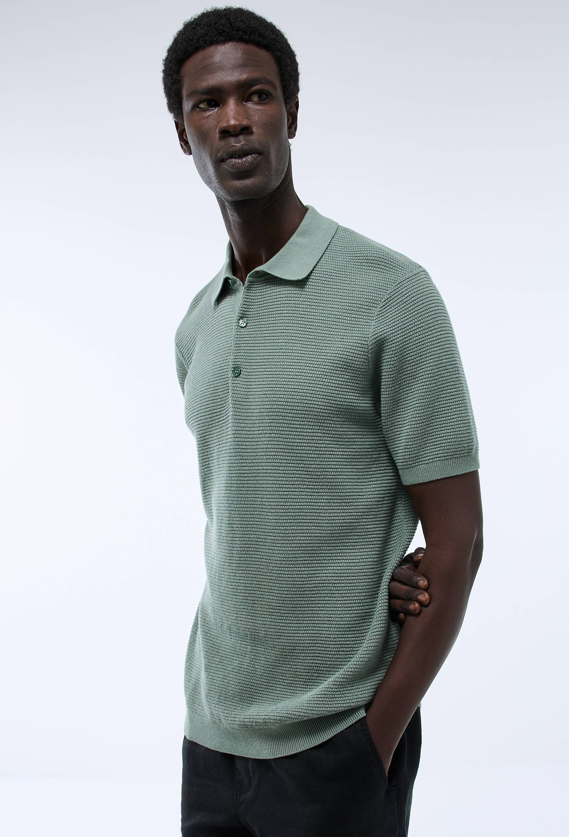 Polo en maille de coton, Vert clair, large image number 1.0