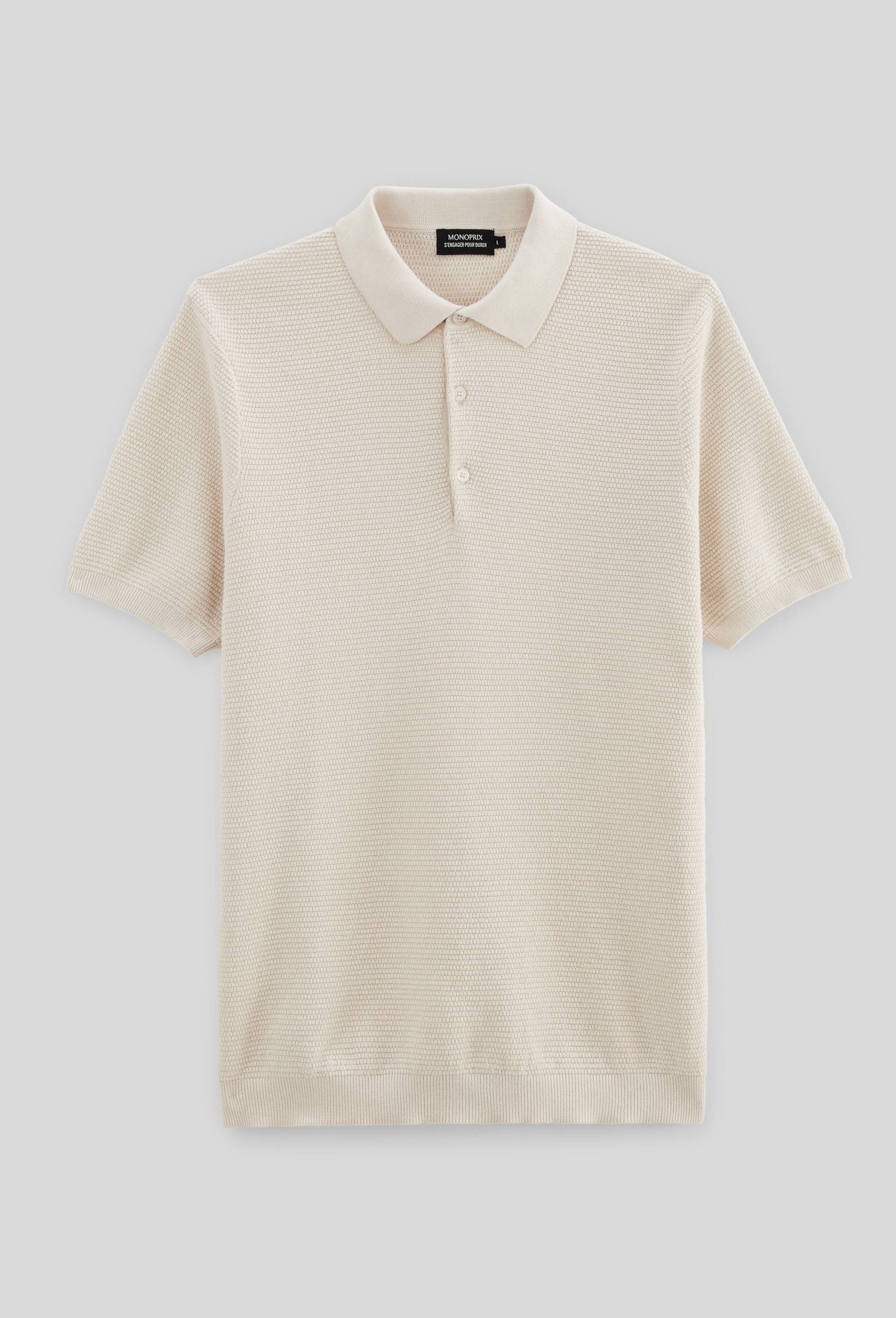 Polo en maille de coton, Beige clair, large image number 3.0