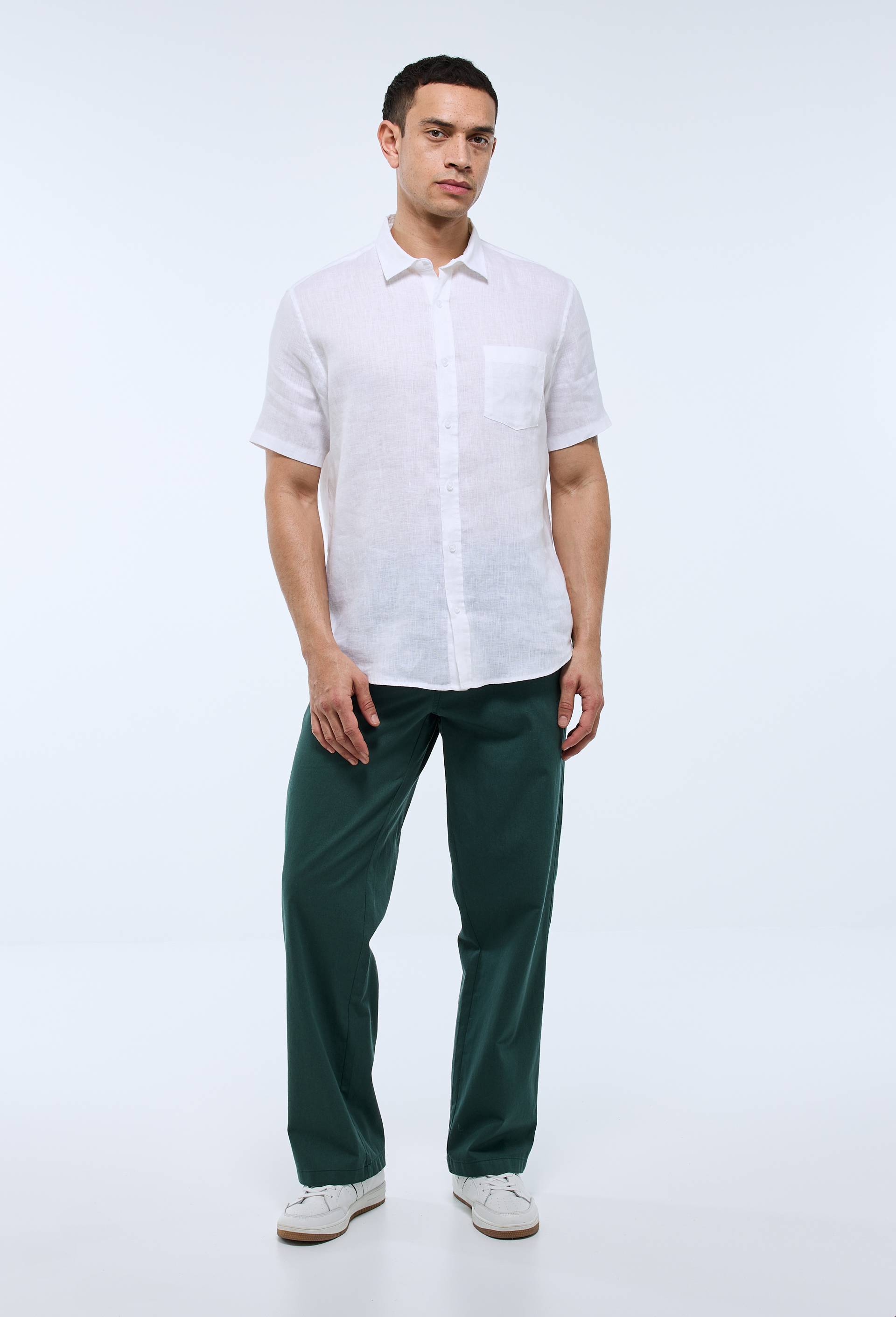 Pantalon taille élastiquée en coton BIO GOTS, Vert foncé, large image number 0