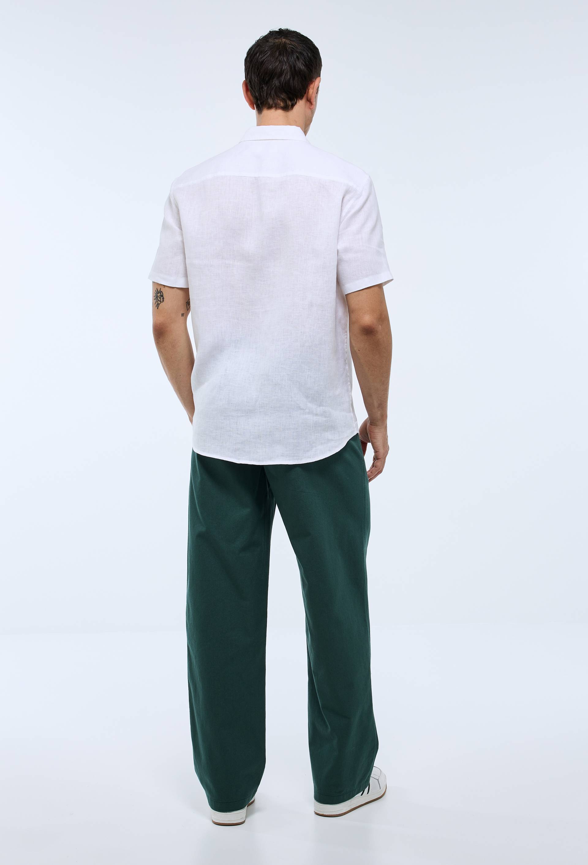 Pantalon taille élastiquée en coton BIO GOTS, Vert foncé, large image number 1.0