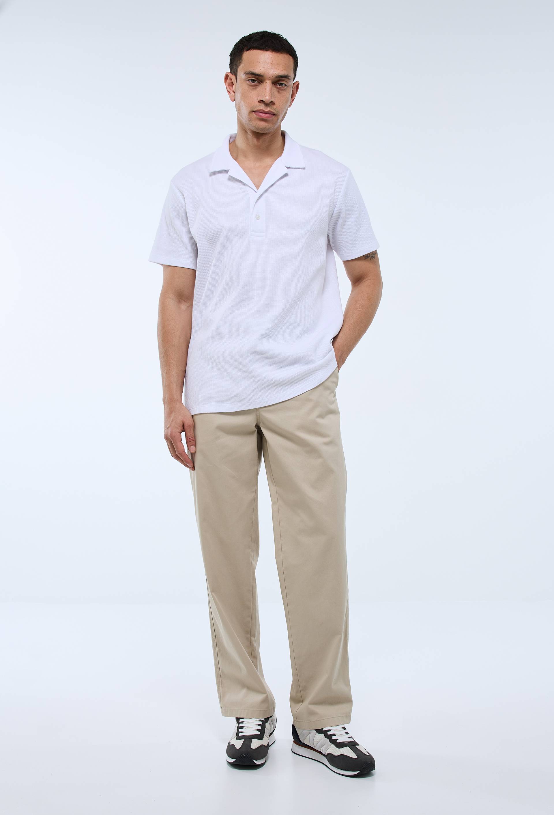 Pantalon taille &eacute;lastiqu&eacute;e en coton BIO GOTS, Beige clair, large image number 0