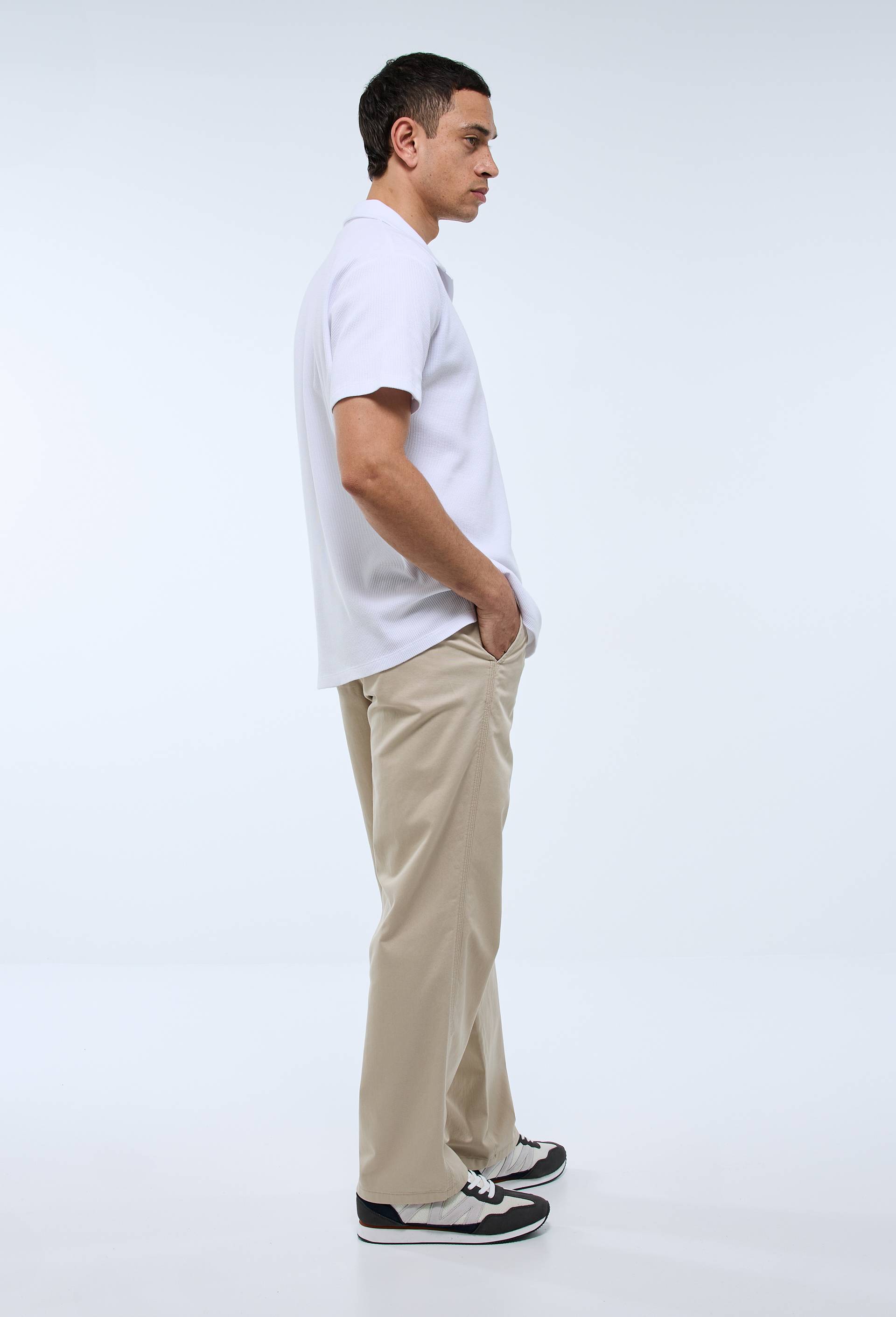 Pantalon taille &eacute;lastiqu&eacute;e en coton BIO GOTS, Beige clair, large image number 1