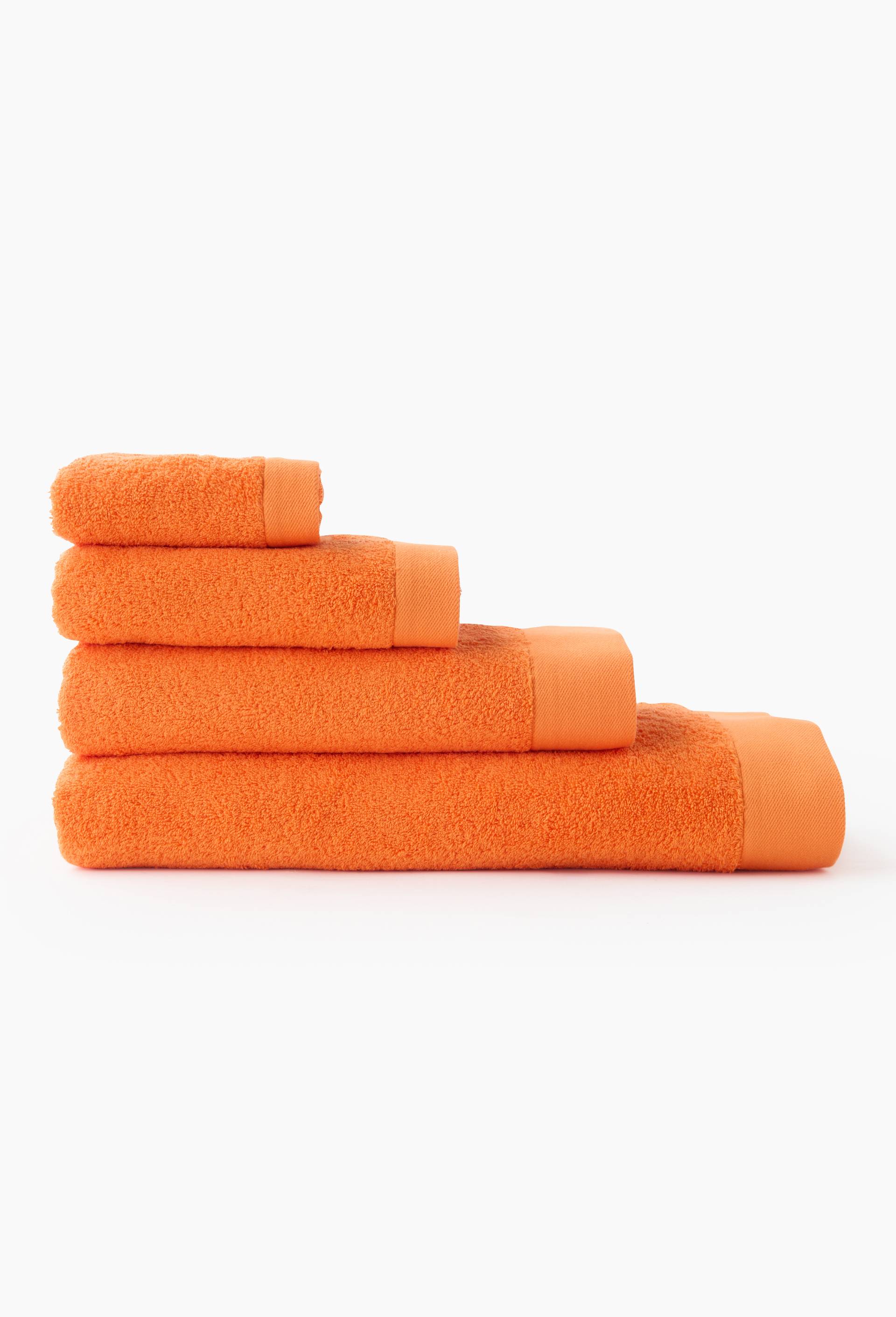 Serviette de bain unie, en coton BIO GOTS, Orange, swatch image