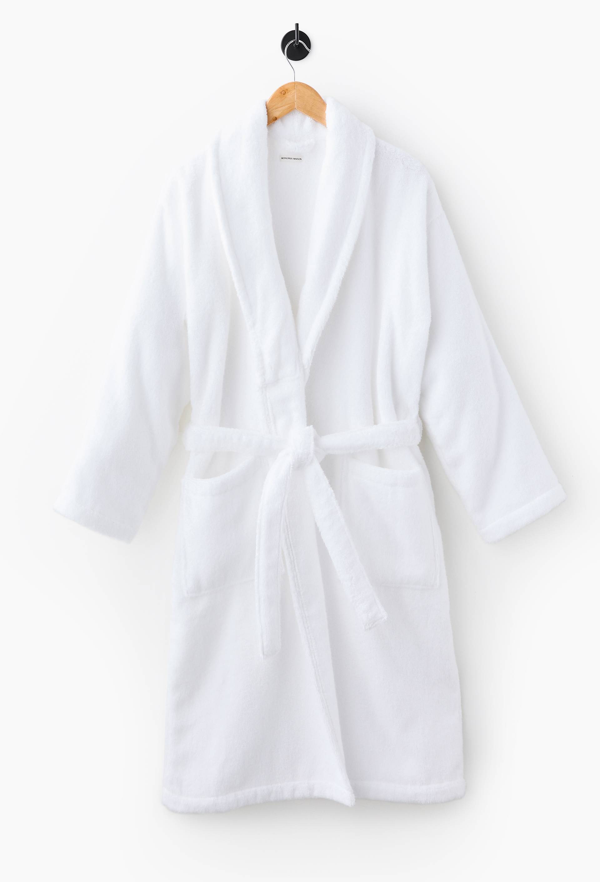 Peignoir z&eacute;ro twist, M/L, en coton BIO GOTS, Blanc, large image number 0