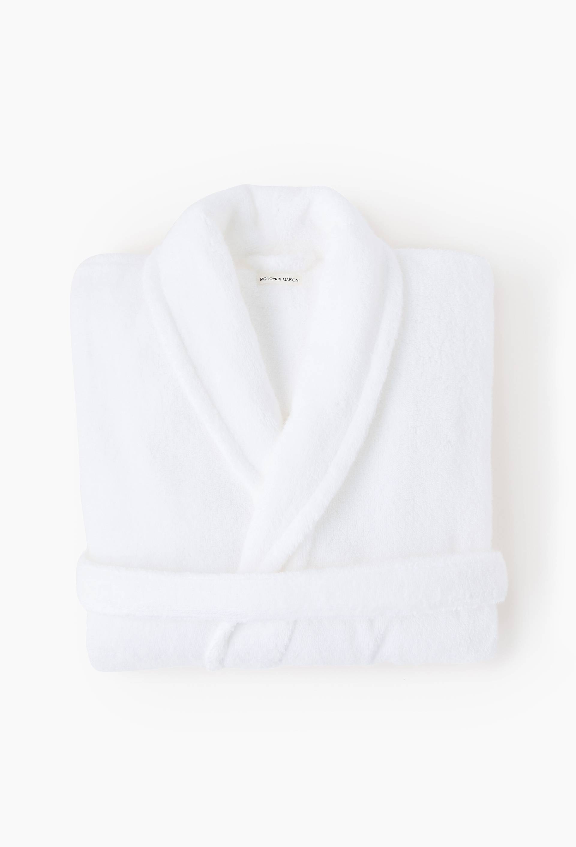 Peignoir z&eacute;ro twist, M/L, en coton BIO GOTS, Blanc, large image number 1