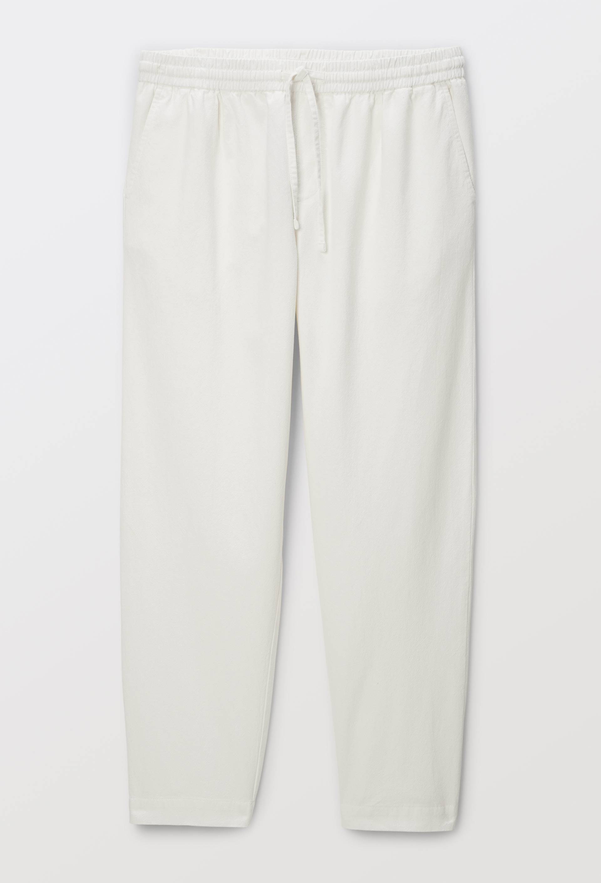 Pantalon &agrave; plis taille &eacute;lastiqu&eacute;e en coton BIO GOTS, Ecru, large image number 0