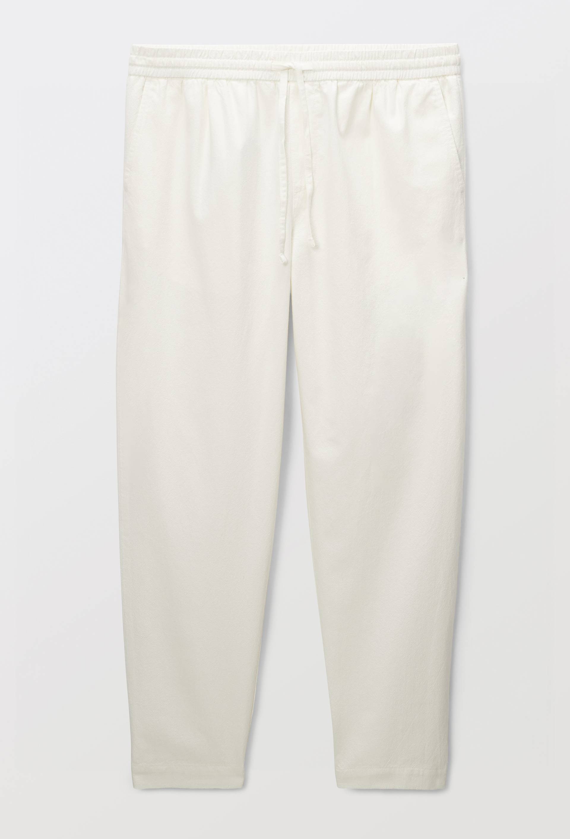 Pantalon &agrave; plis taille &eacute;lastiqu&eacute;e en coton BIO GOTS, Ecru, large image number 2.0