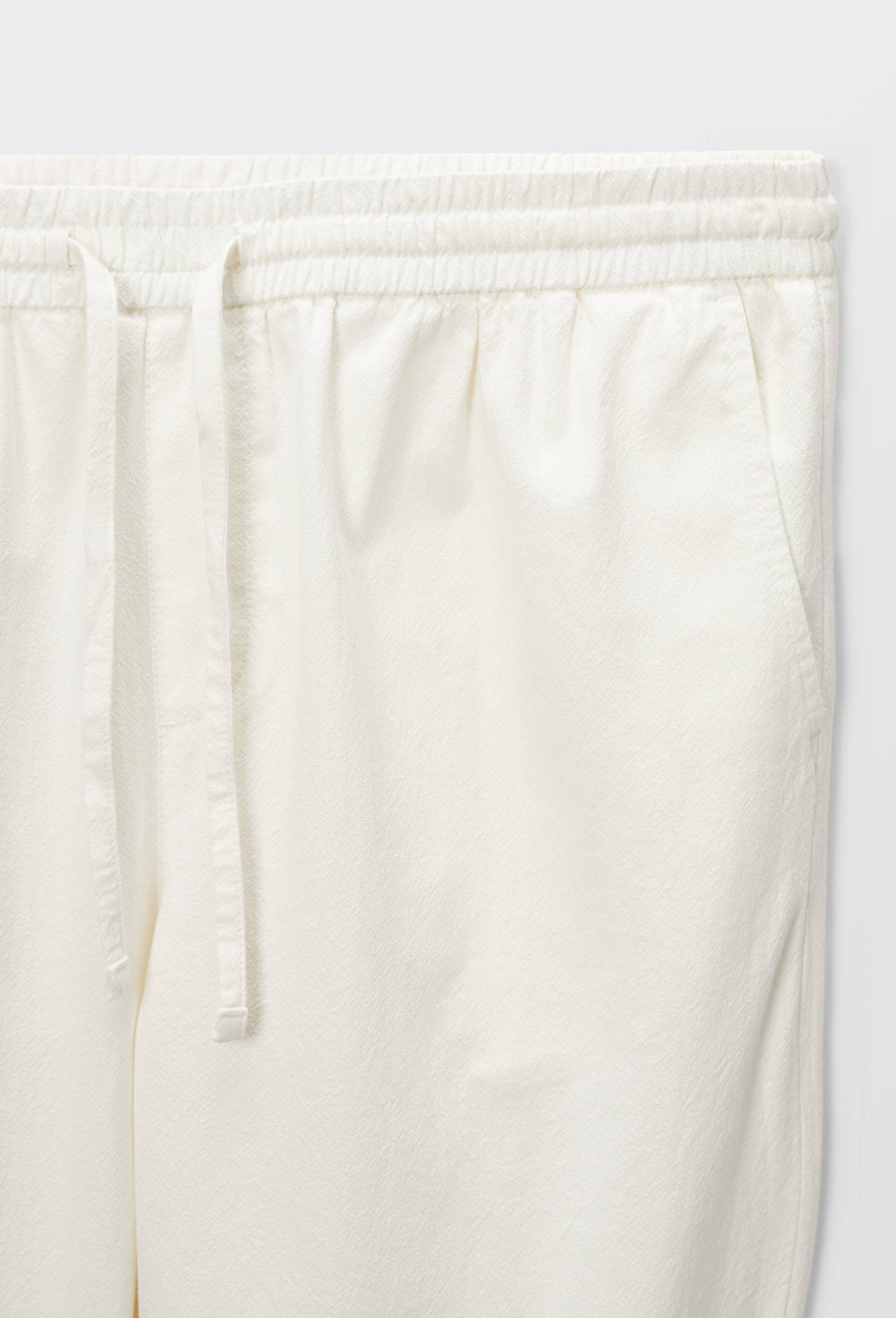 Pantalon &agrave; plis taille &eacute;lastiqu&eacute;e en coton BIO GOTS, Ecru, large image number 3.0