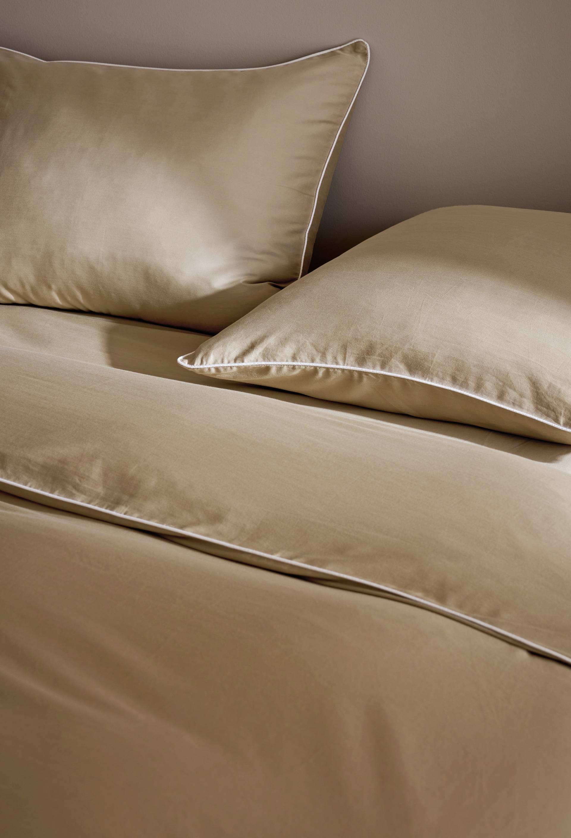 Taie d'oreiller satin de coton bio GOTS, Beige clair, large
