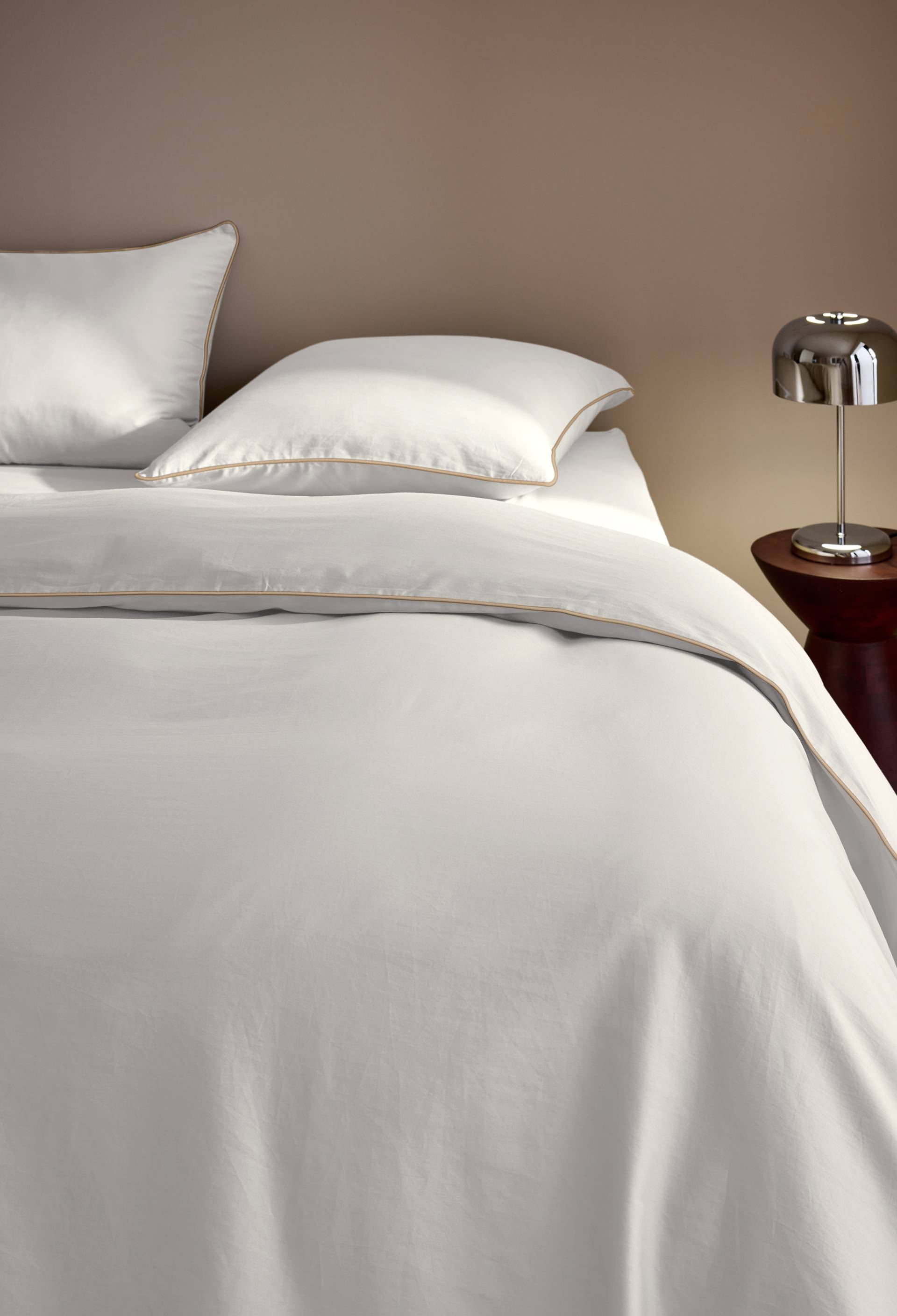 Housse de couette, satin de coton bio, Ecru, large