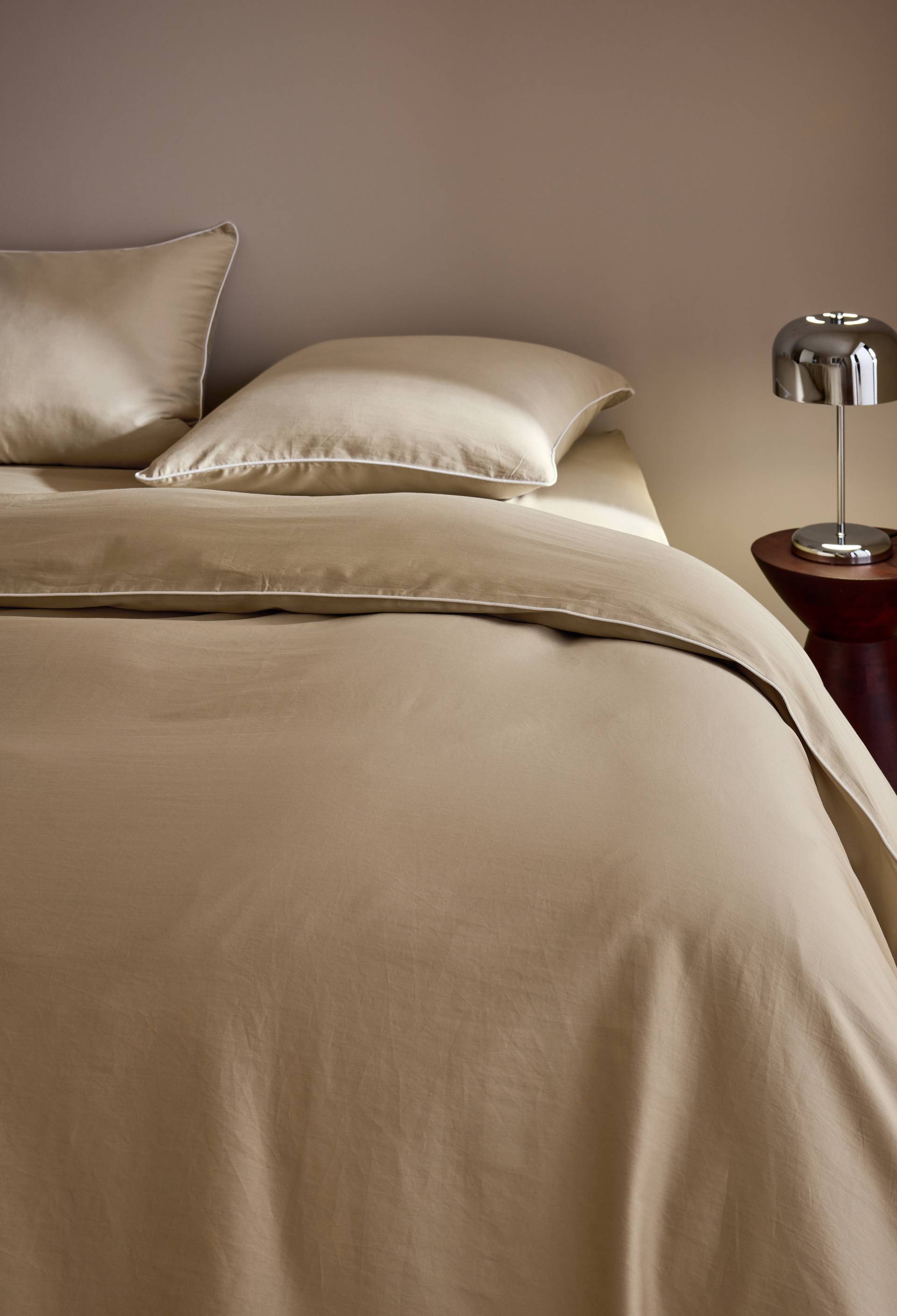 Housse de couette, satin de coton bio, Beige clair, large image number 0.0