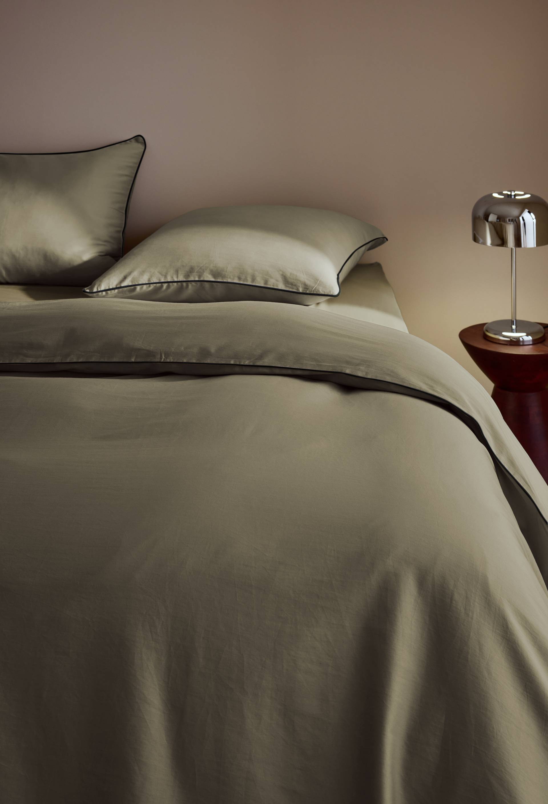 Housse de couette, satin de coton bio, Vert clair, large