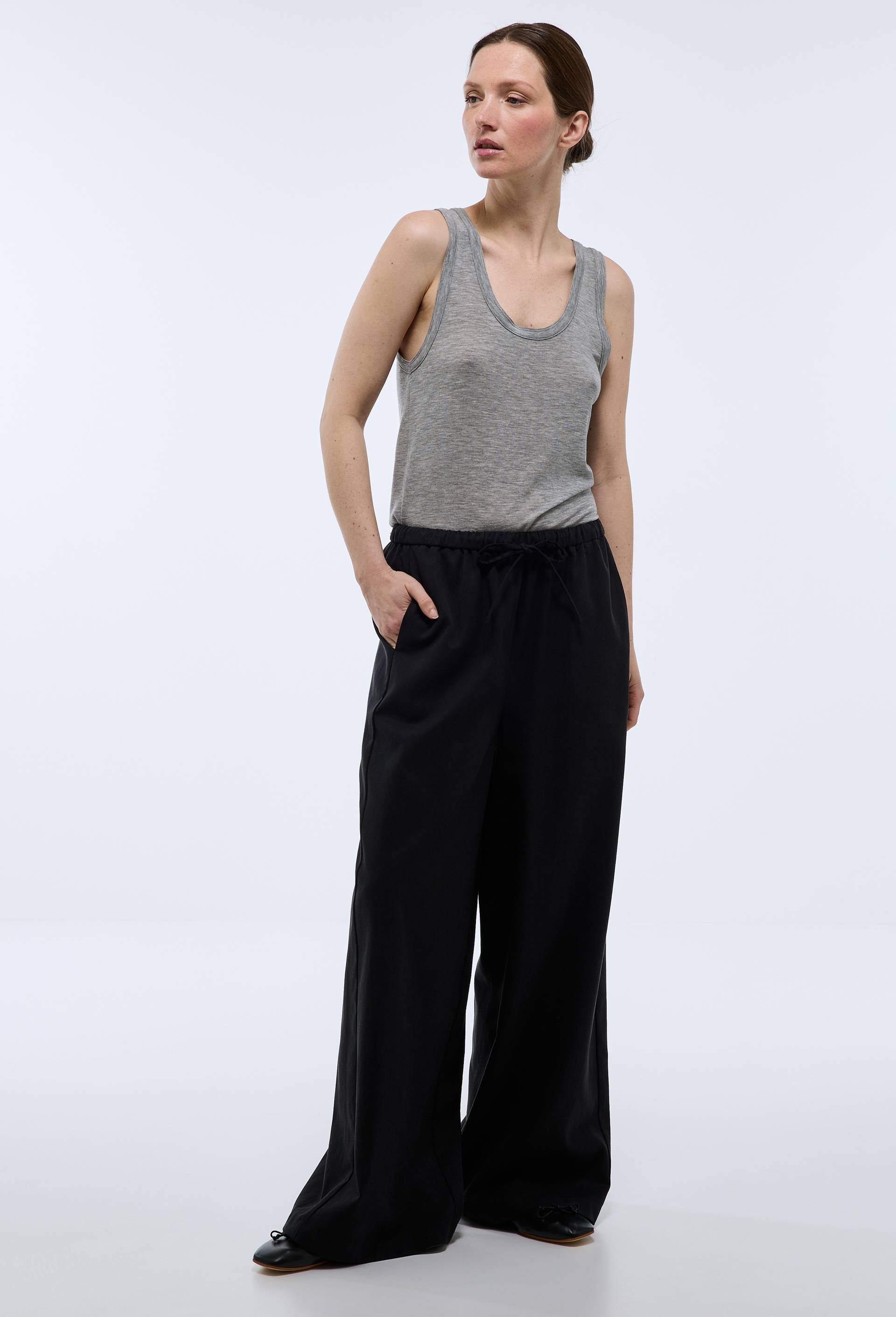 Pantalon taille &eacute;lastiqu&eacute;e, Noir, large image number 0