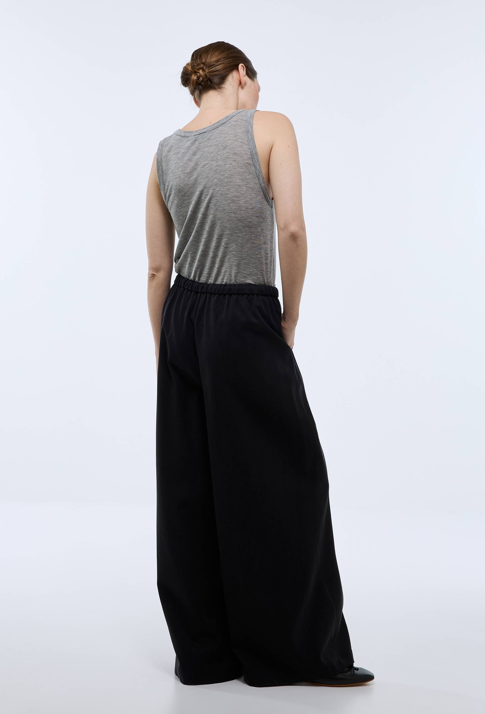 Pantalon taille &eacute;lastiqu&eacute;e, Noir, large image number 1