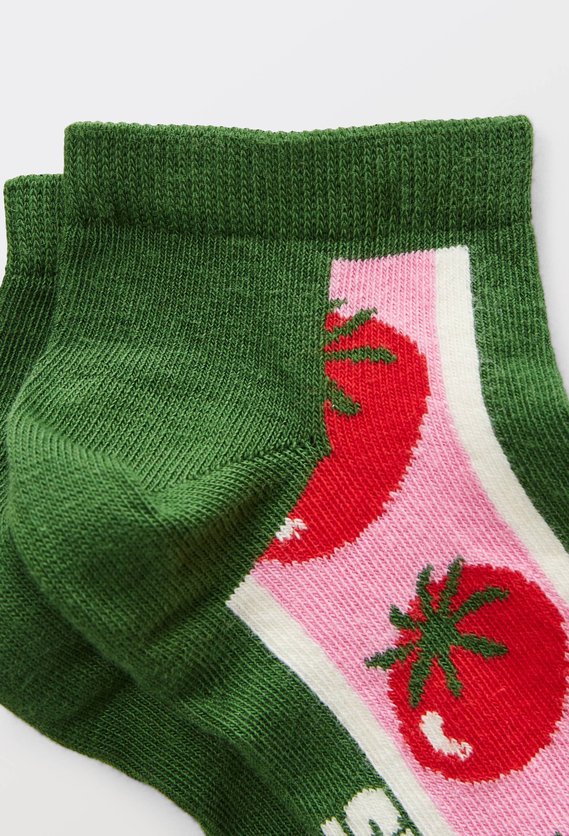 Paire de mini-socquettes fantaisie en coton HAPPY SOCKS, Vert fonc&eacute;, large image number 1.0