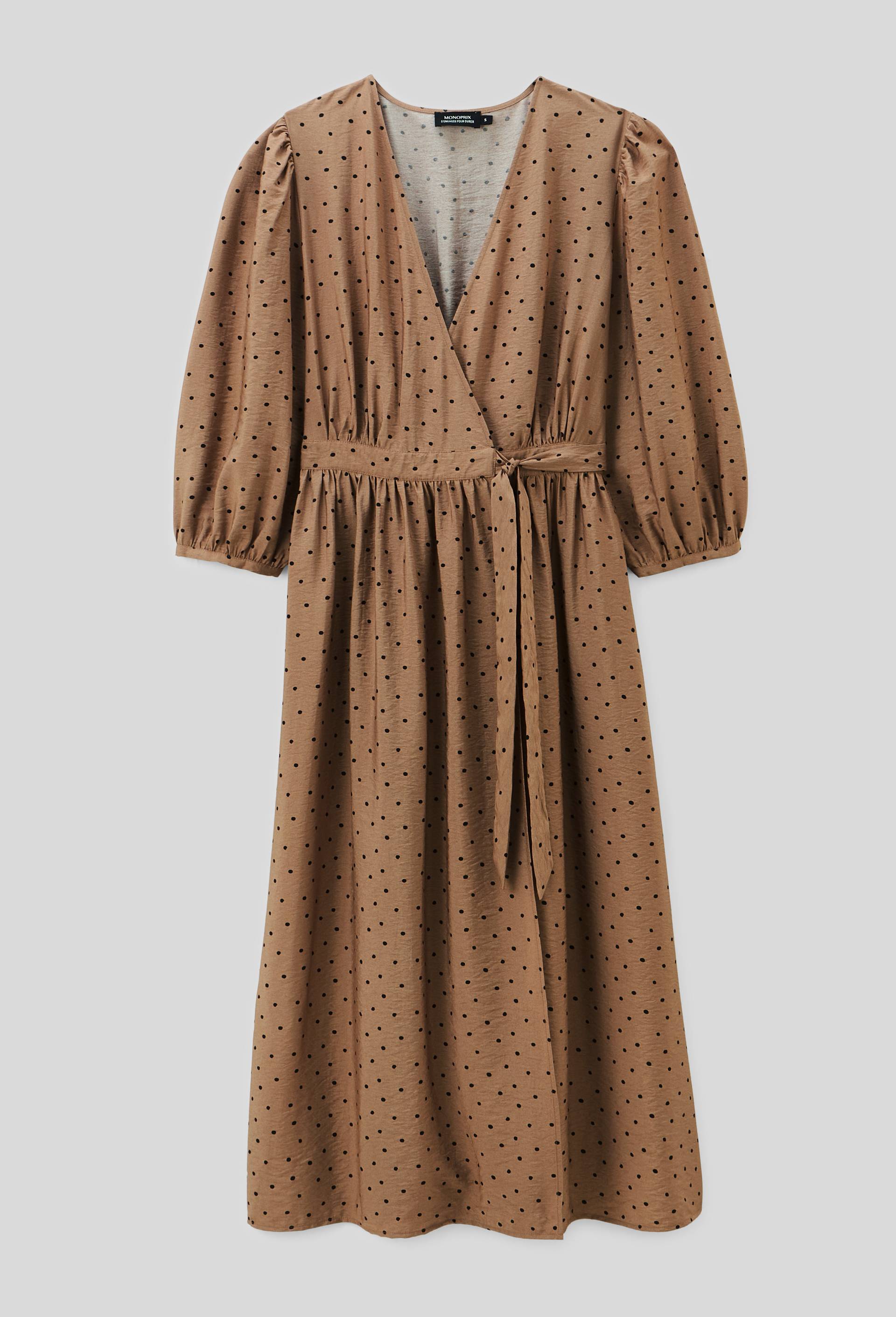 Robe midi cintr&eacute;e imprim&eacute;e, Beige, large image number 2