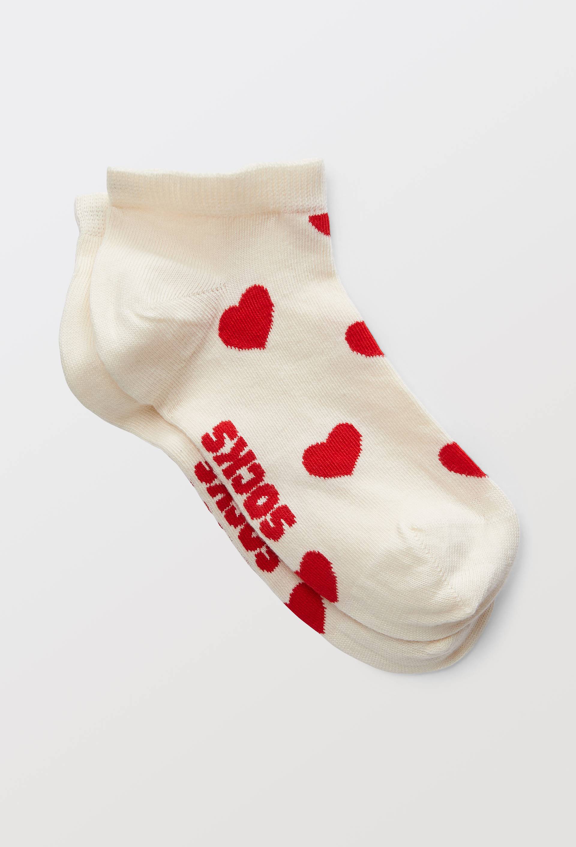 Paire de mini-socquettes fantaisie en coton HAPPY SOCKS, Ecru, large image number 0