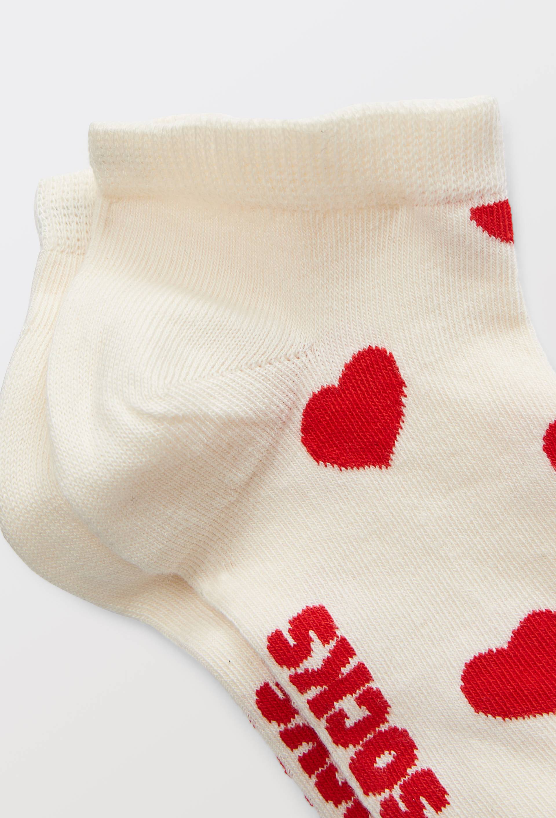 Paire de mini-socquettes fantaisie en coton HAPPY SOCKS, Ecru, large image number 1