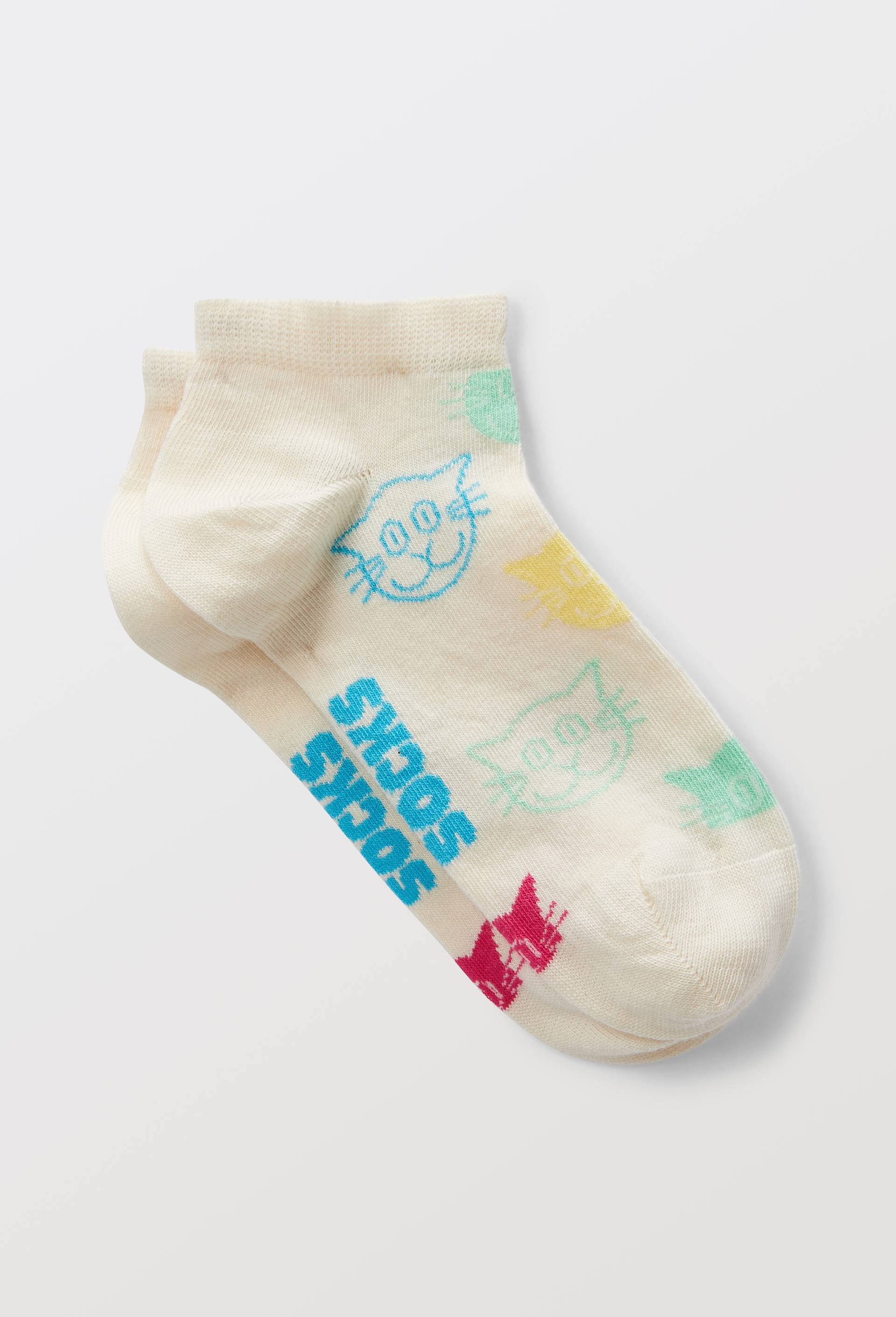Paire de mini-socquettes fantaisie en coton HAPPY SOCKS, Ecru, large image number 0.0