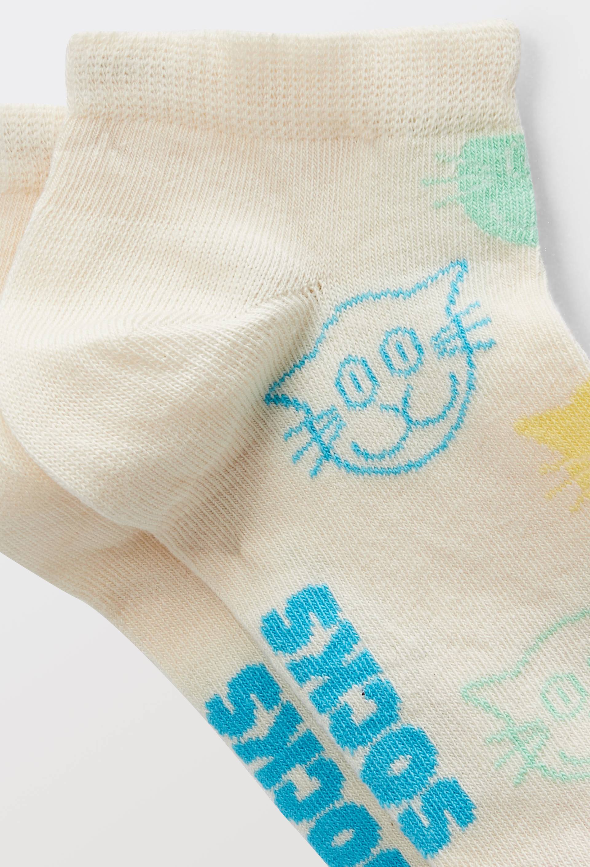 Paire de mini-socquettes fantaisie en coton HAPPY SOCKS, Ecru, large image number 1