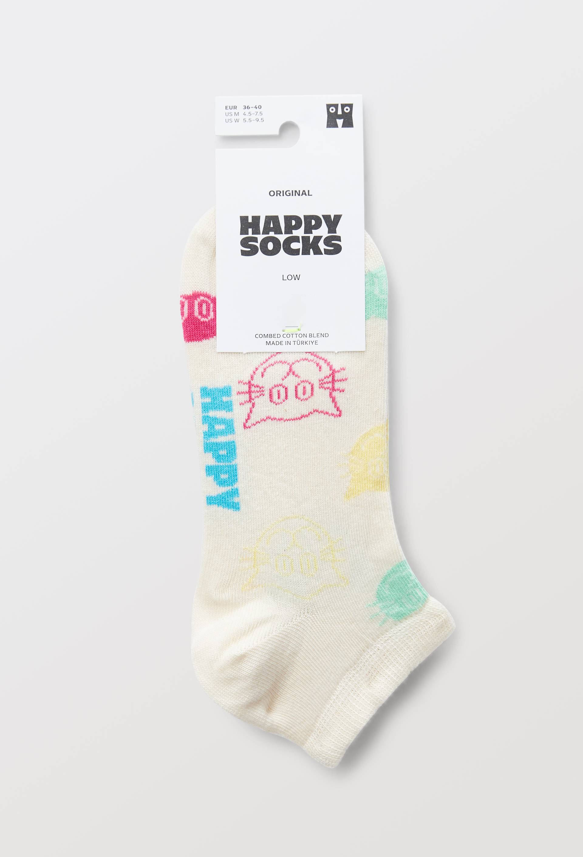 Paire de mini-socquettes fantaisie en coton HAPPY SOCKS, Ecru, large image number 2