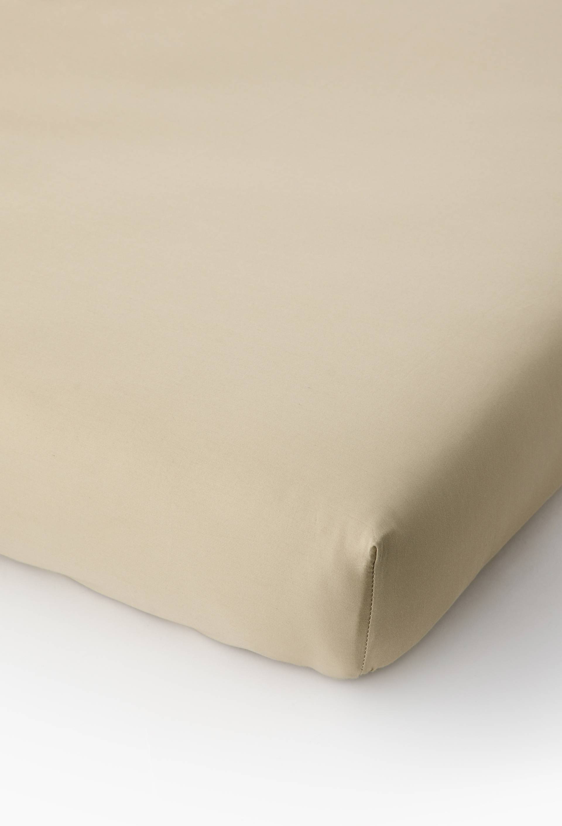 Drap housse, satin de coton bio, Beige clair, large image number 0.0