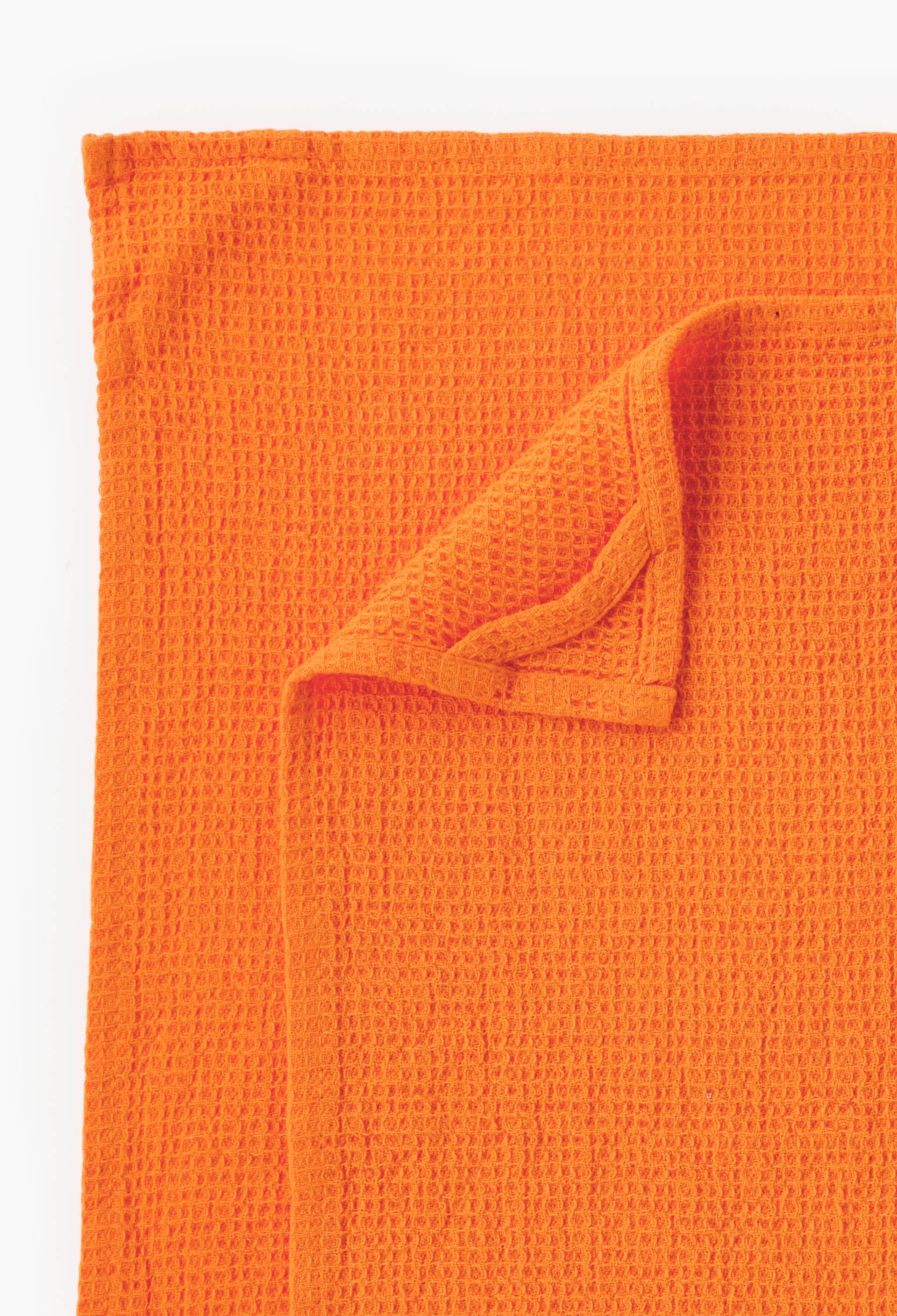 lot de 2 essuie-mains nid d'abeil, 35x50cm, coton, Orange, large image number 1