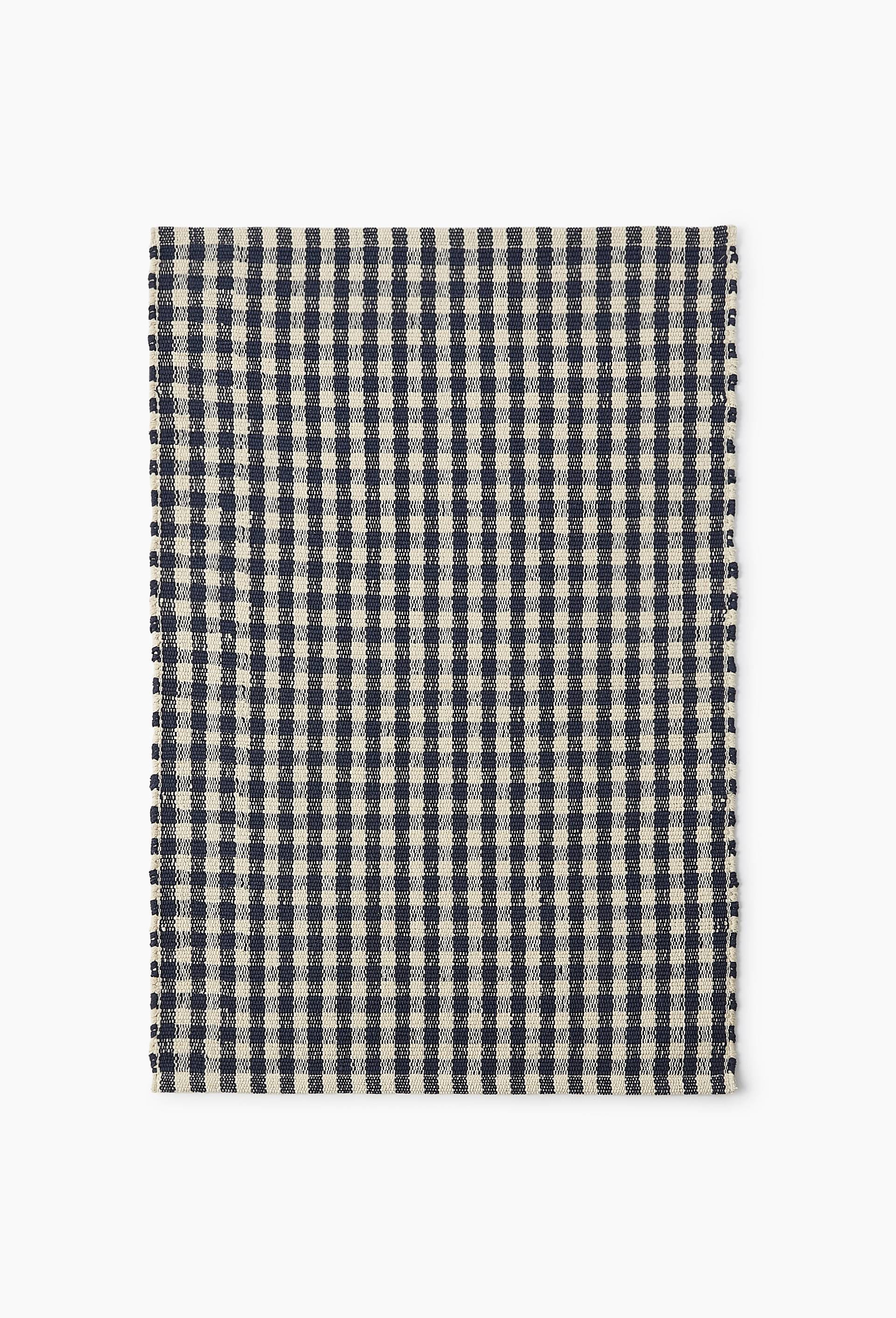 Tapis carreaux, 100% coton, Bleu, large image number 0