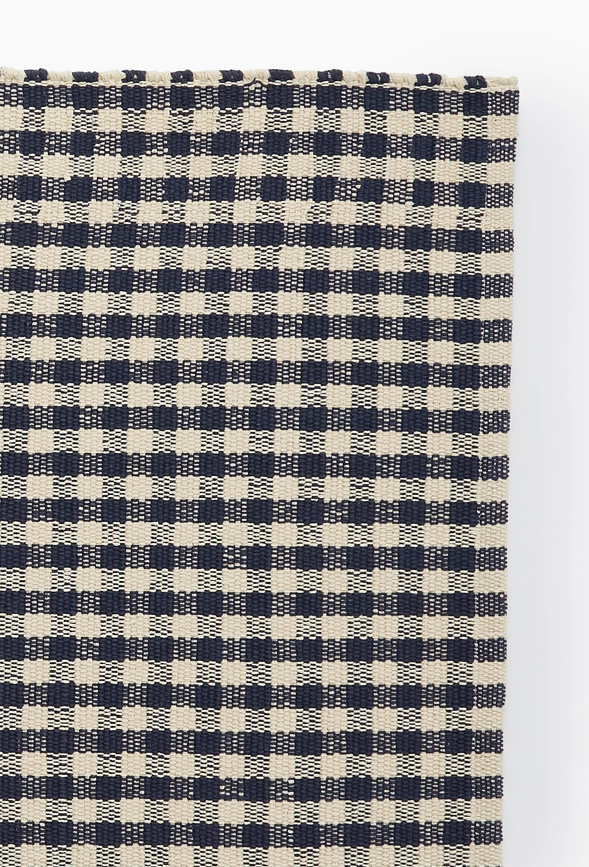 Tapis carreaux, 100% coton, Bleu, large image number 1