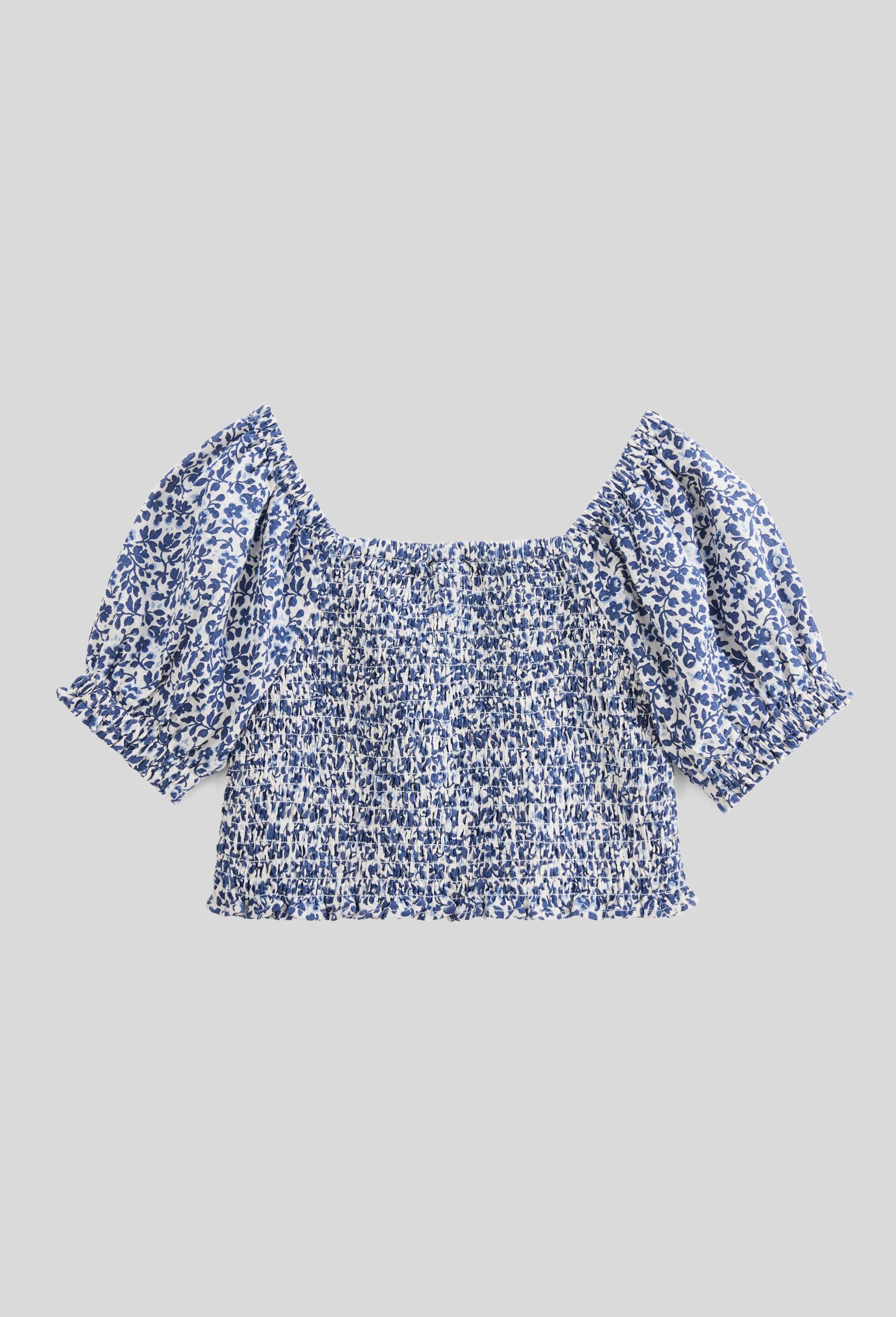 Top smock&eacute; imprim&eacute; en coton, Beige clair, large image number 2.0