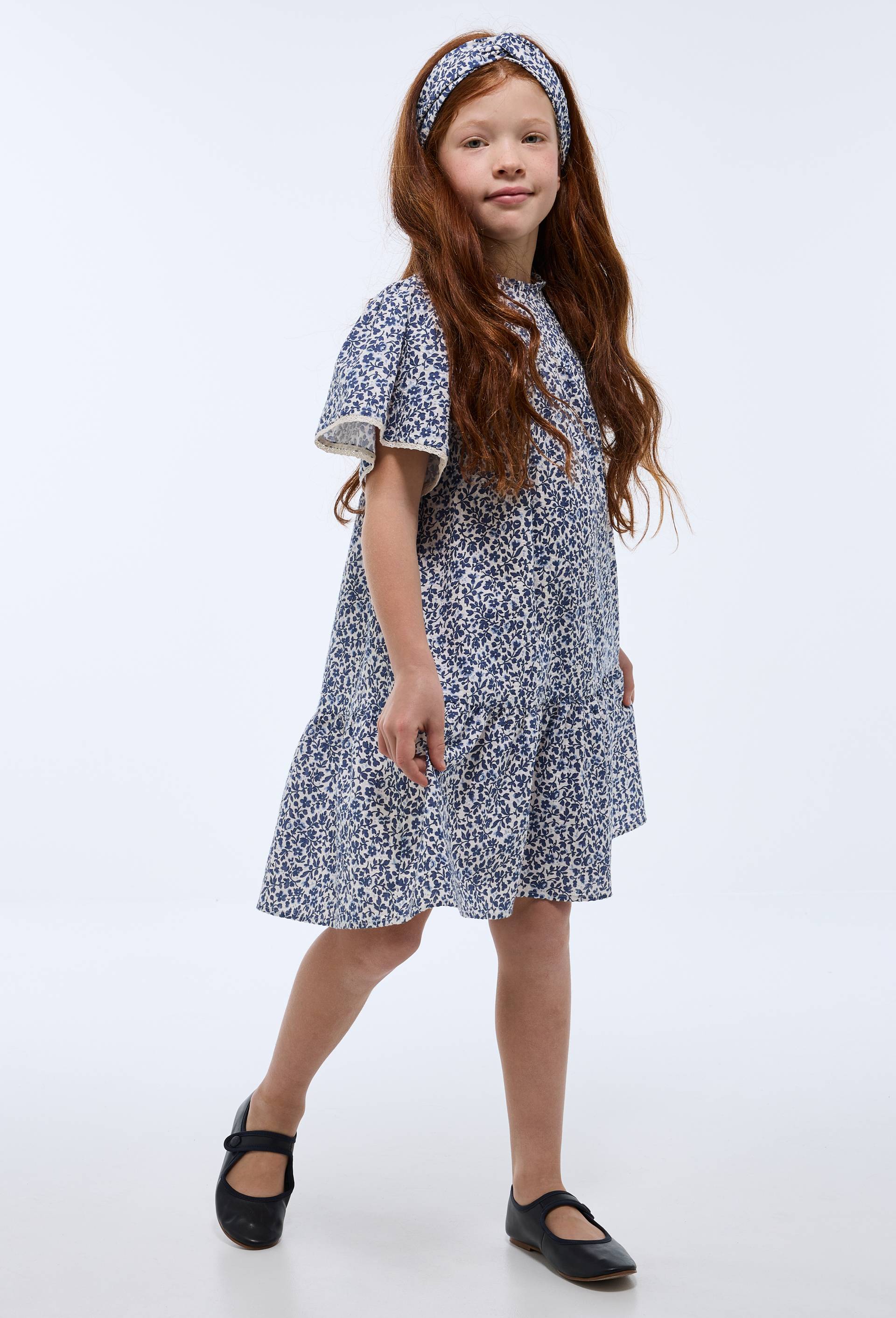 Robe imprimée avec bandeau en coton BEIGE CLAIR pour enfant MONOPRIX