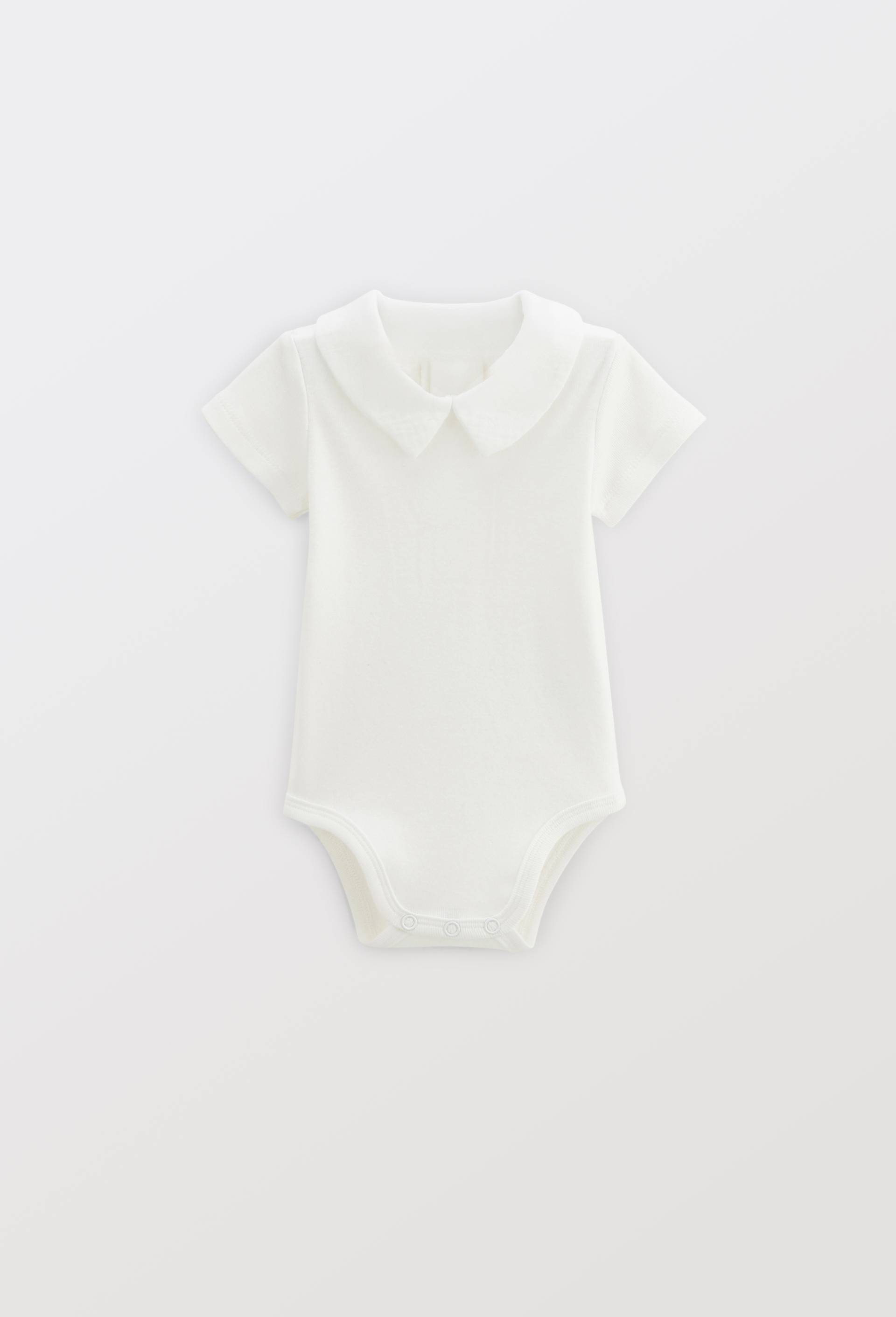 Body manches courtes &agrave; col chemise en coton BIO, Ecru, swatch image