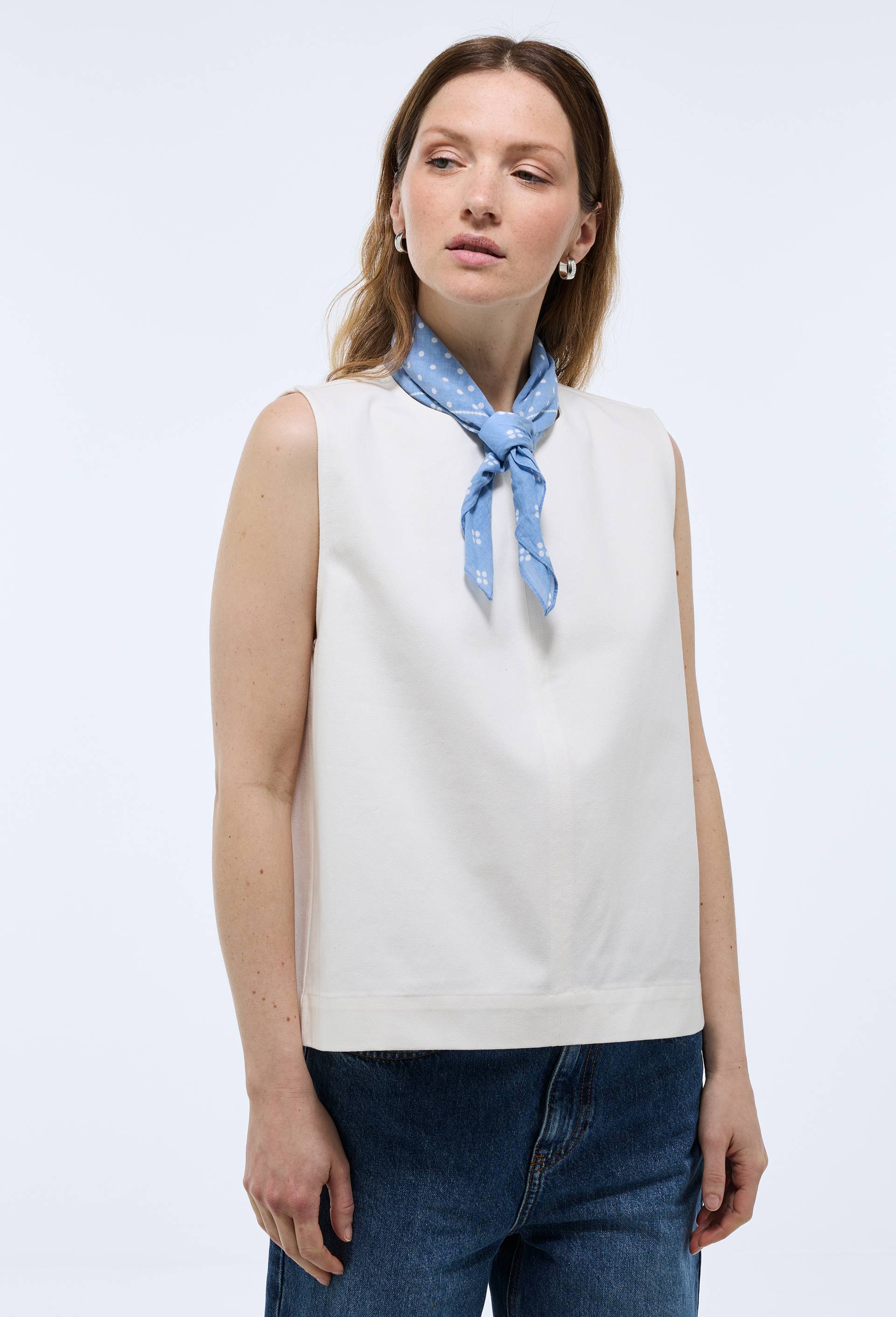 Tunique en voile de coton avec pompons - 20,00€ - BLANC - Toscane