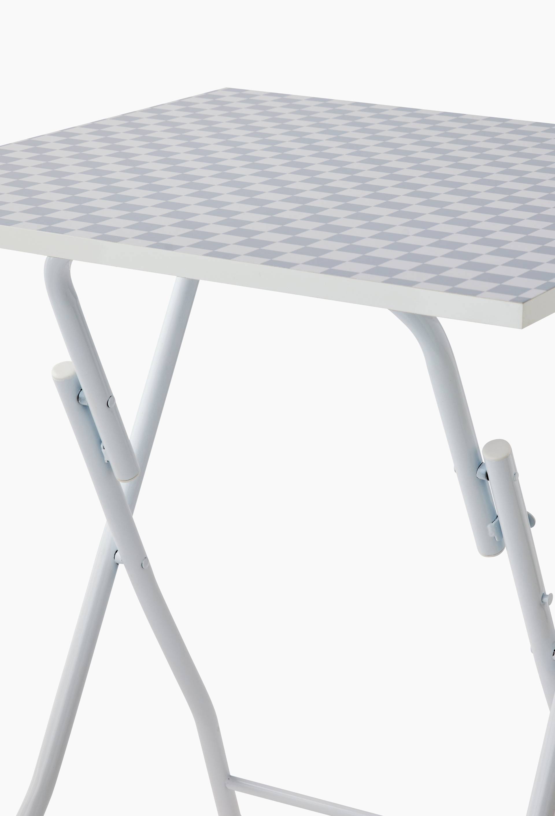 Table pliable imprimé, 60xH75 cm, en métal et bois, Bleu clair, large image number 1