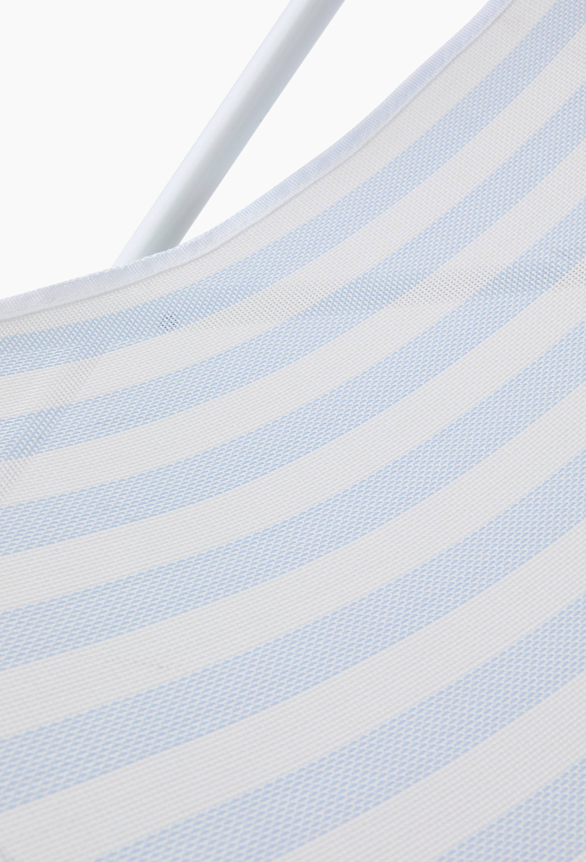 Transat pliant rayé, 82x56x92cm, en textilène et métal, Bleu clair, large image number 1.0