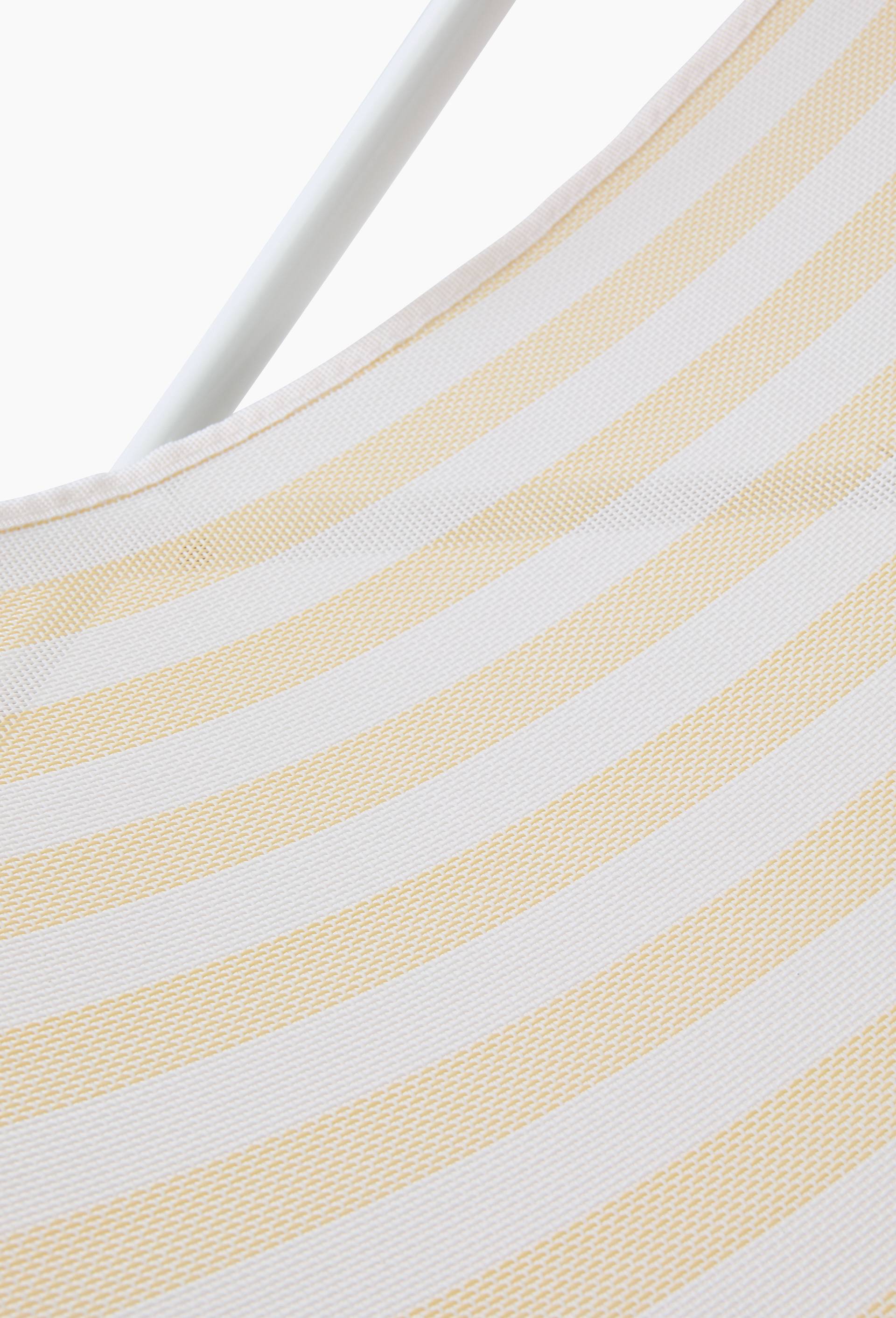 Transat pliant rayé, 82x56x92cm, en textilène et métal, Jaune clair, large image number 1
