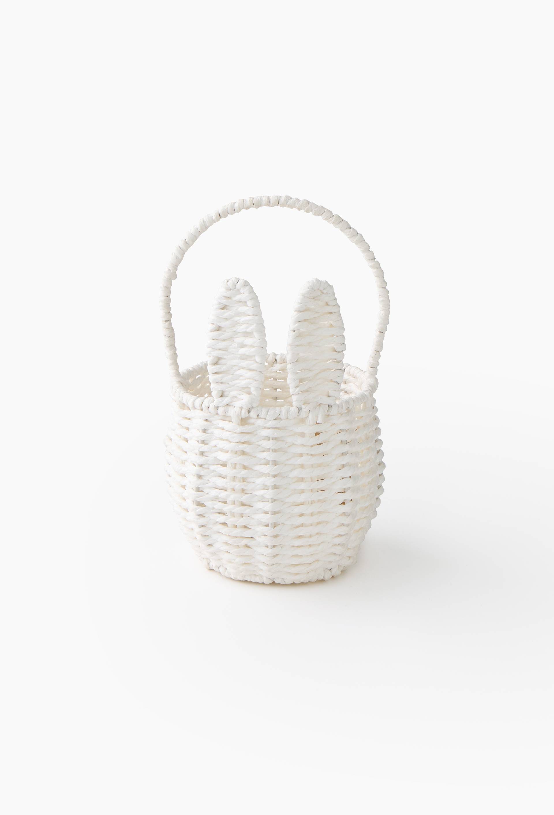 Panier oreilles de lapin, en papier, 15x24cm, Ecru, large image number 0