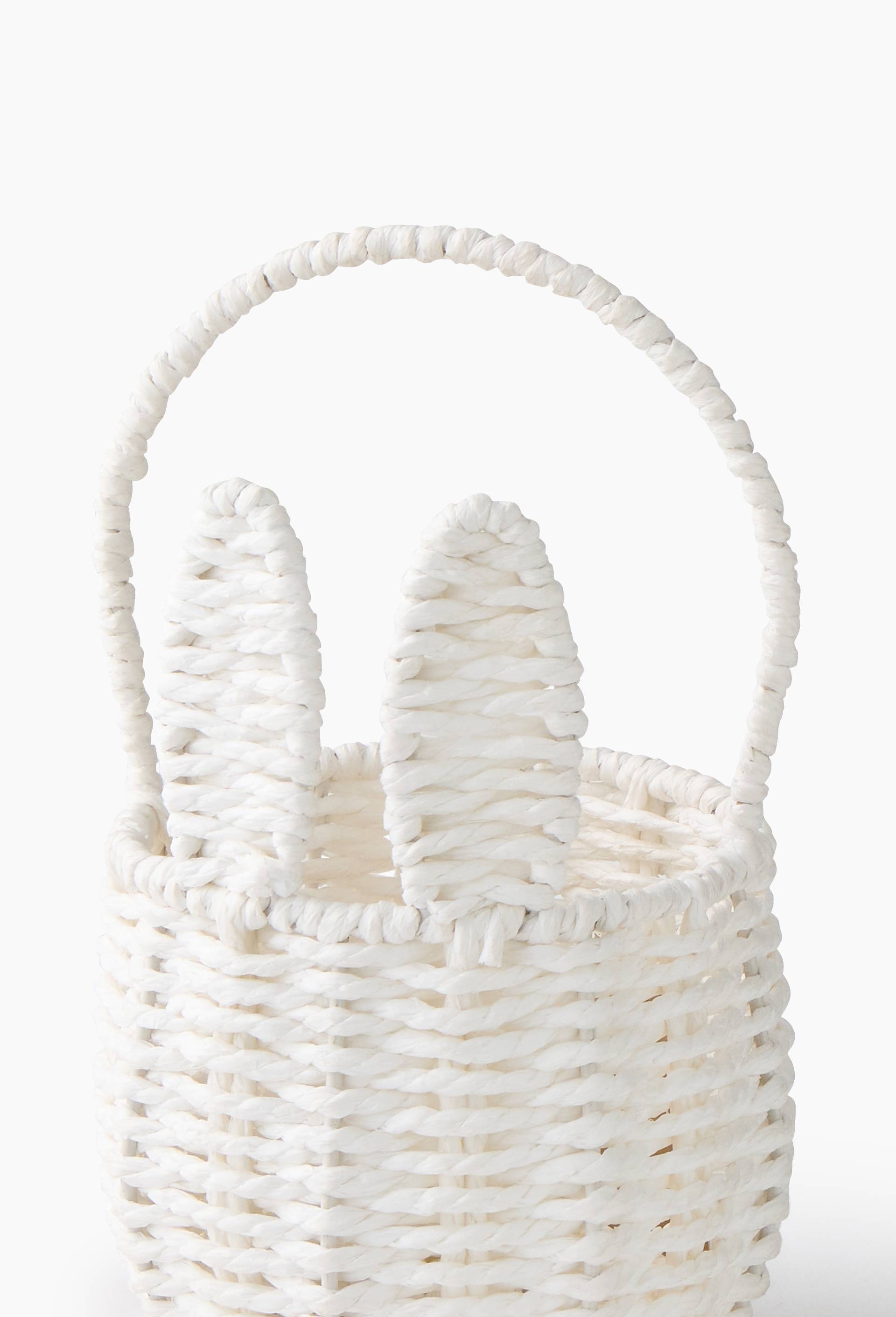 Panier oreilles de lapin, en papier, 15x24cm, Ecru, large image number 1