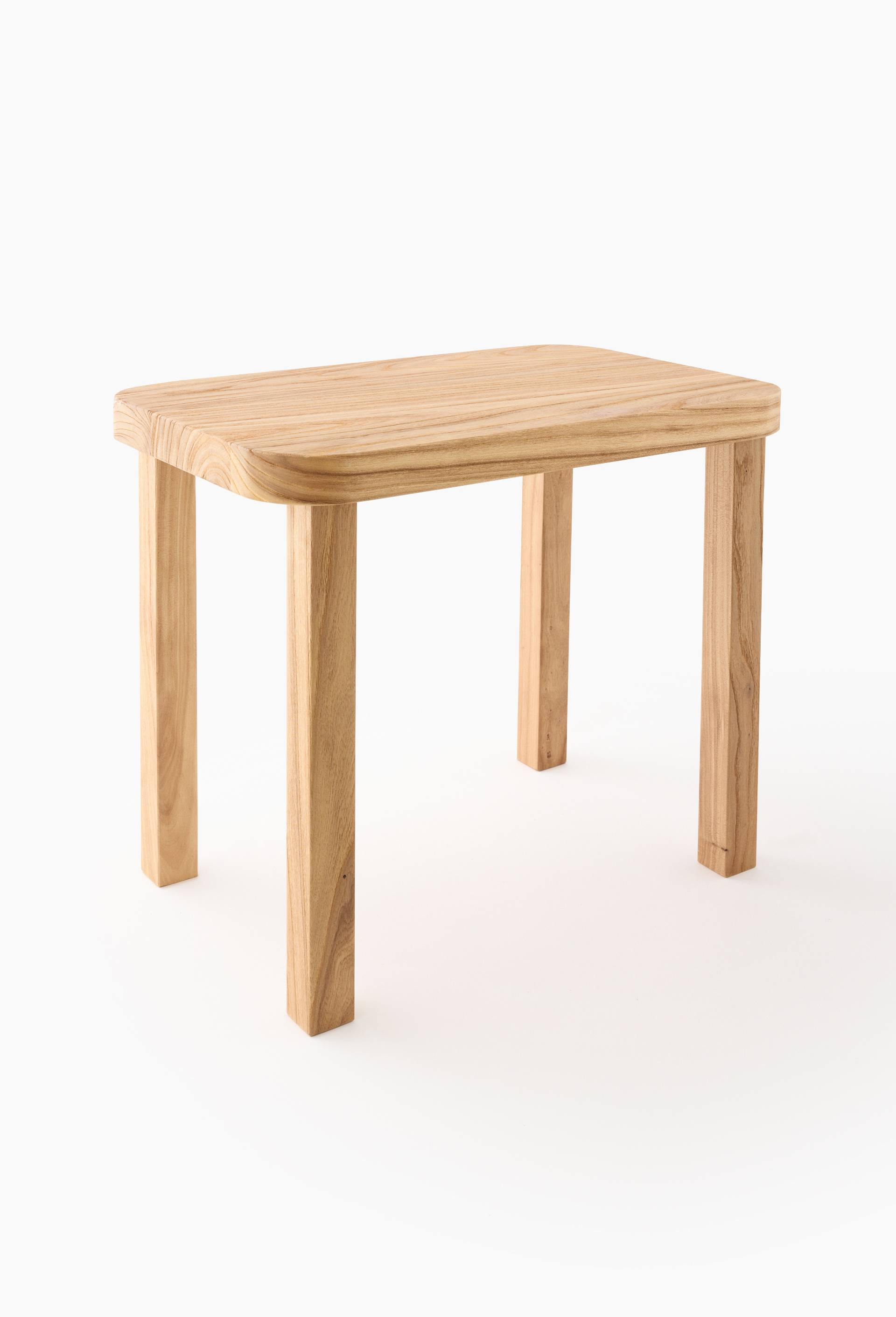 Table rectangle massive, 55x35xH45cm, en bois de noisetier, Beige clair, large image number 0