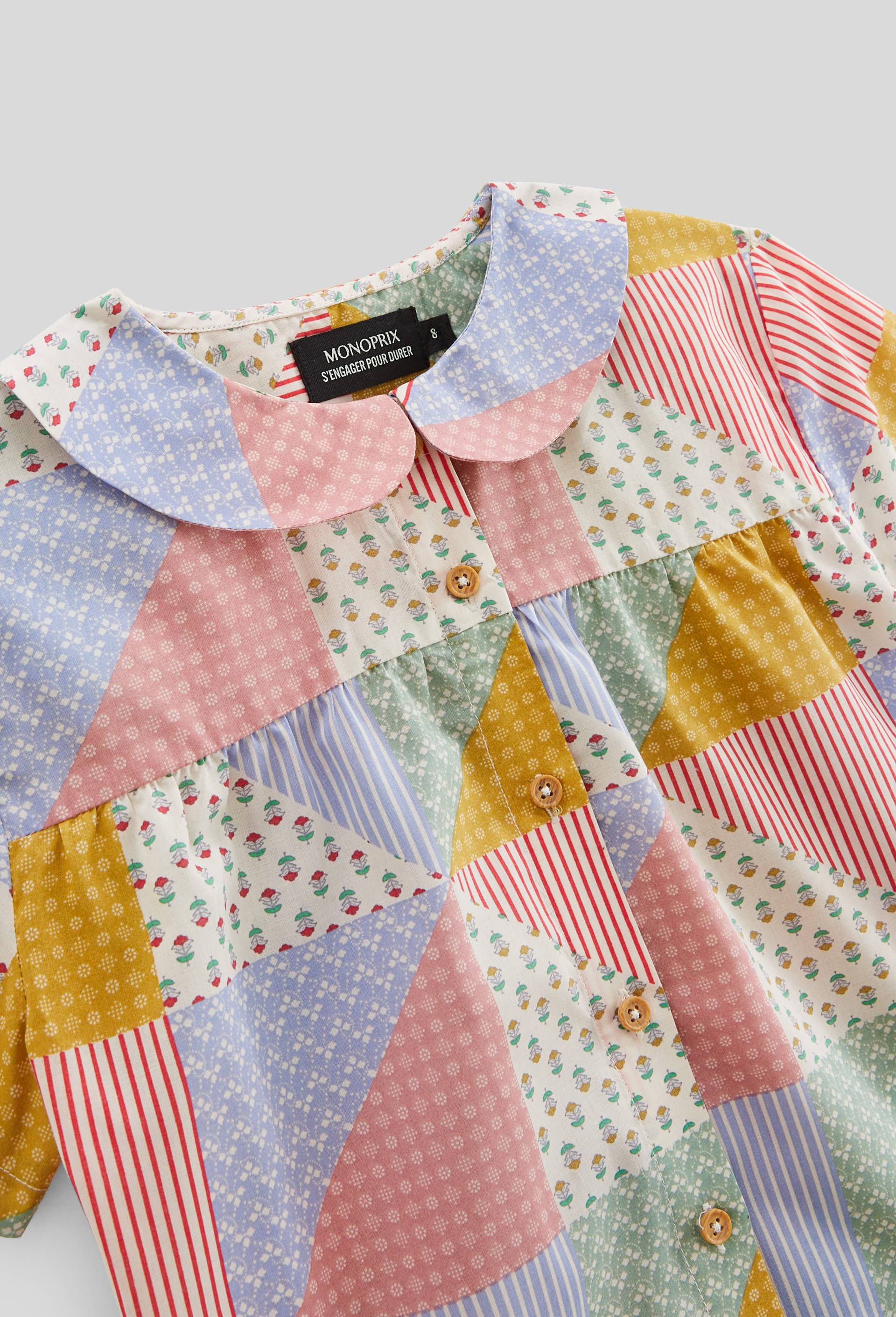 Pyjama chemise short imprimé en gaze de coton BIO GOTS, Beige clair, large image number 2