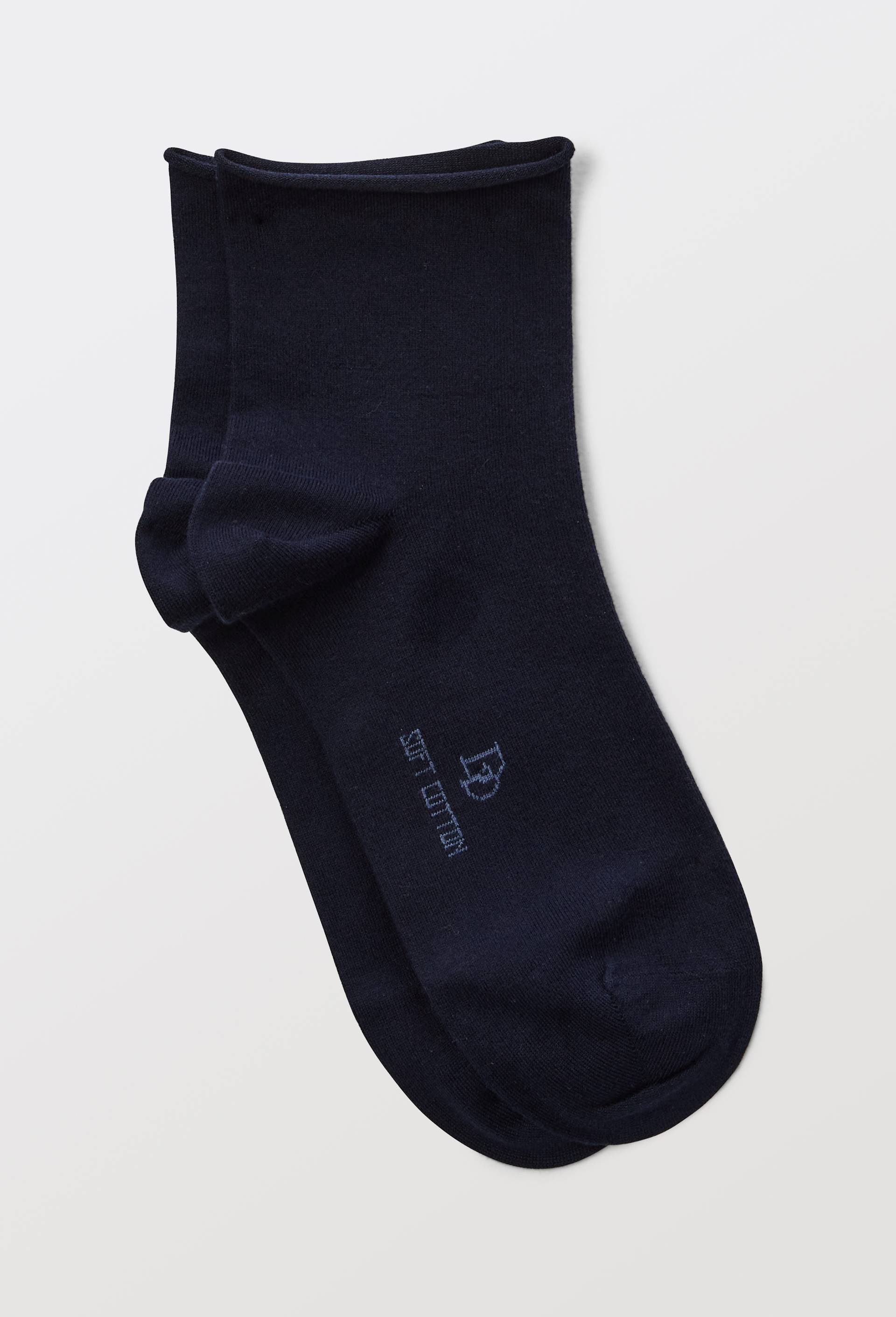 La paire de socquettes bord roulotte en coton, DOR&Eacute; DOR&Eacute;, Bleu fonc&eacute;, swatch image