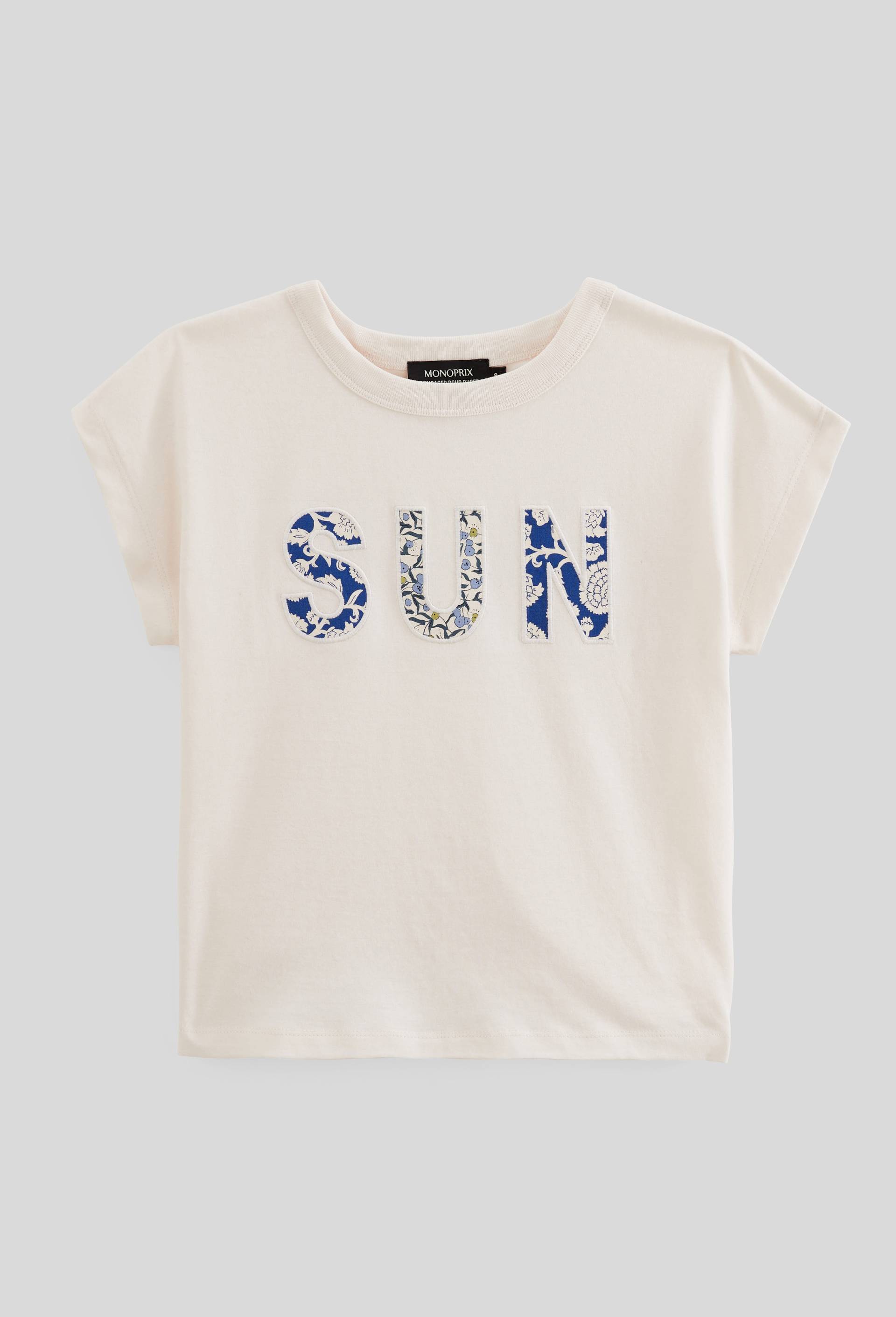 T-shirt &agrave; inscription en coton BIO GOTS, Beige clair, large image number 1.0