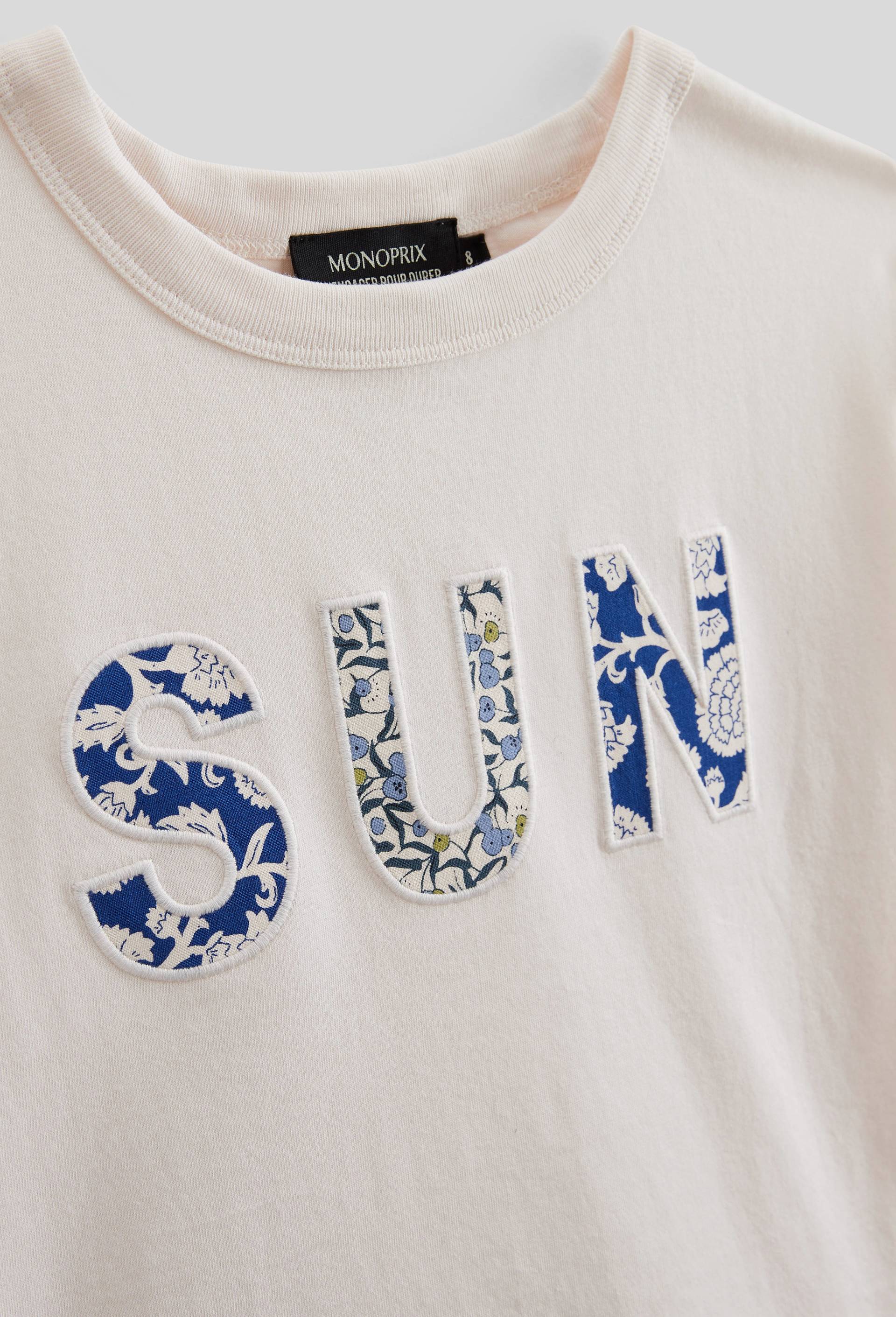 T-shirt &agrave; inscription en coton BIO GOTS, Beige clair, large image number 3