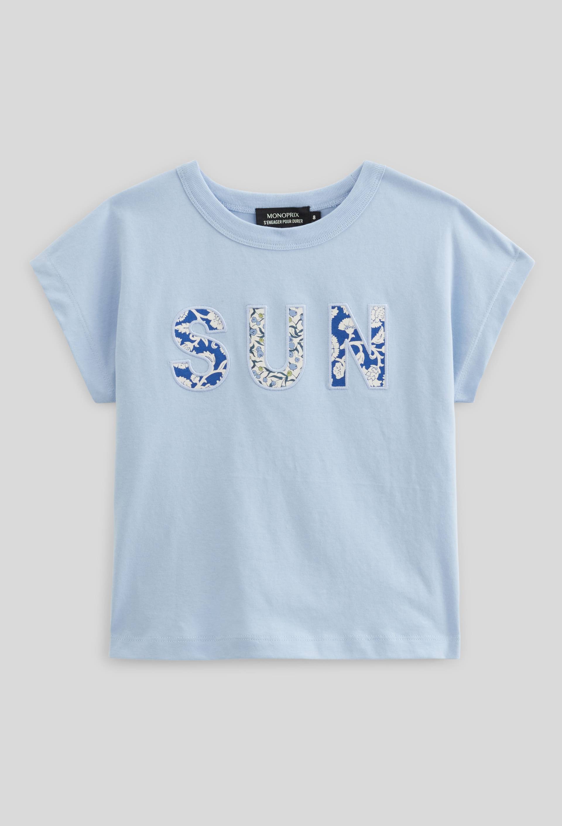 T-shirt &agrave; inscription en coton BIO GOTS, Bleu clair, large image number 1