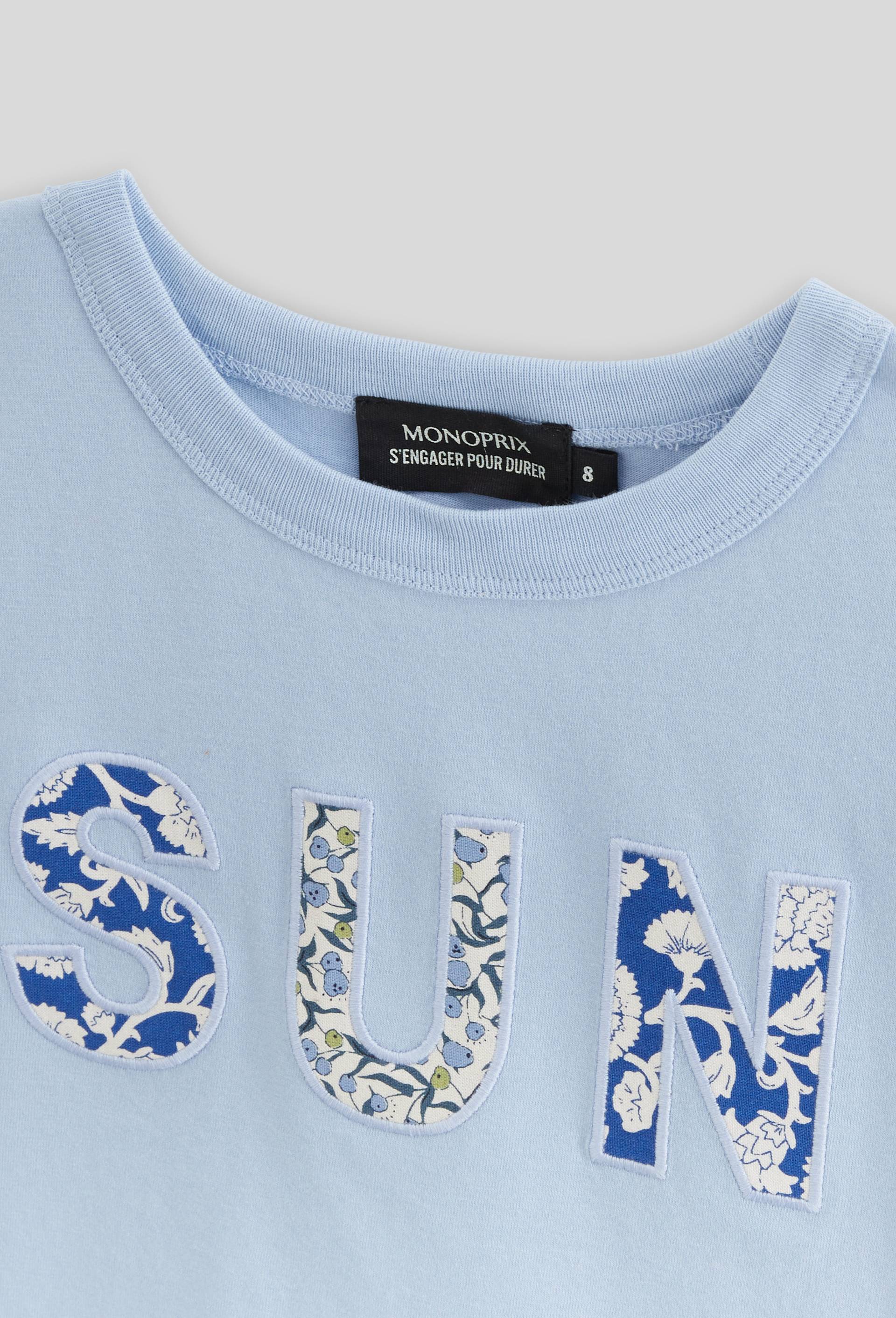 T-shirt &agrave; inscription en coton BIO GOTS, Bleu clair, large image number 3