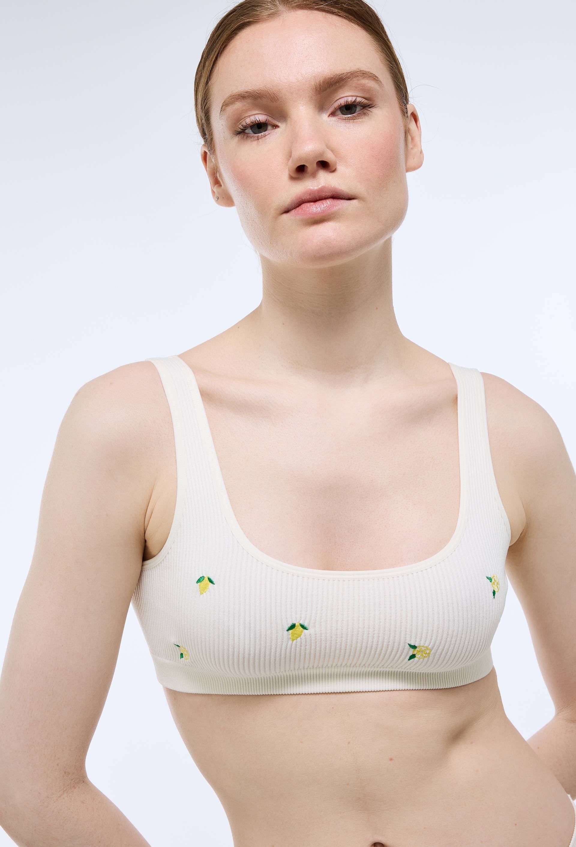 Brassi&egrave;re sans coutures DAISY avec broderie, Ecru, large image number 0