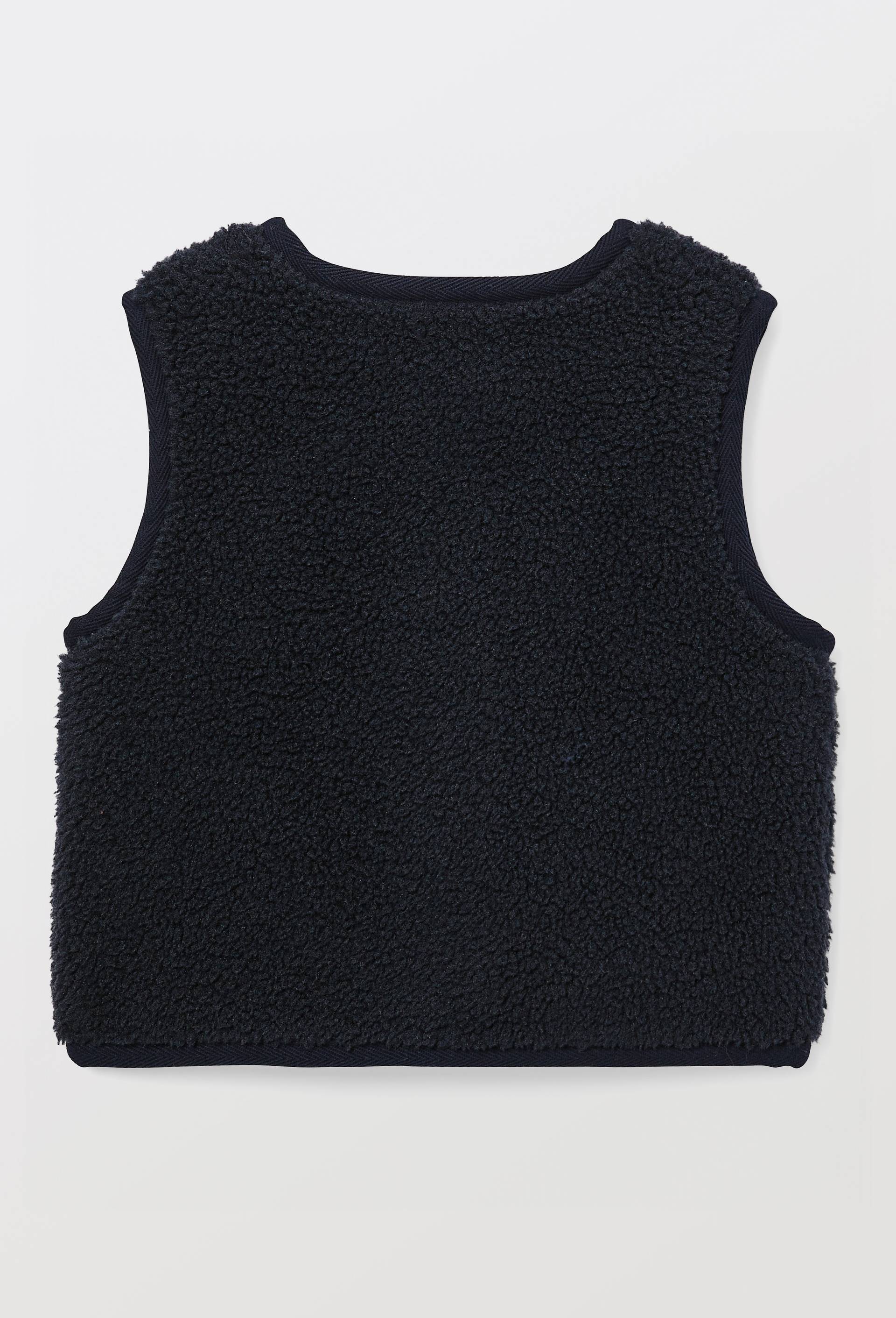 Gilet sans manches uni en sherpa, Bleu fonc&eacute;, large image number 1.0
